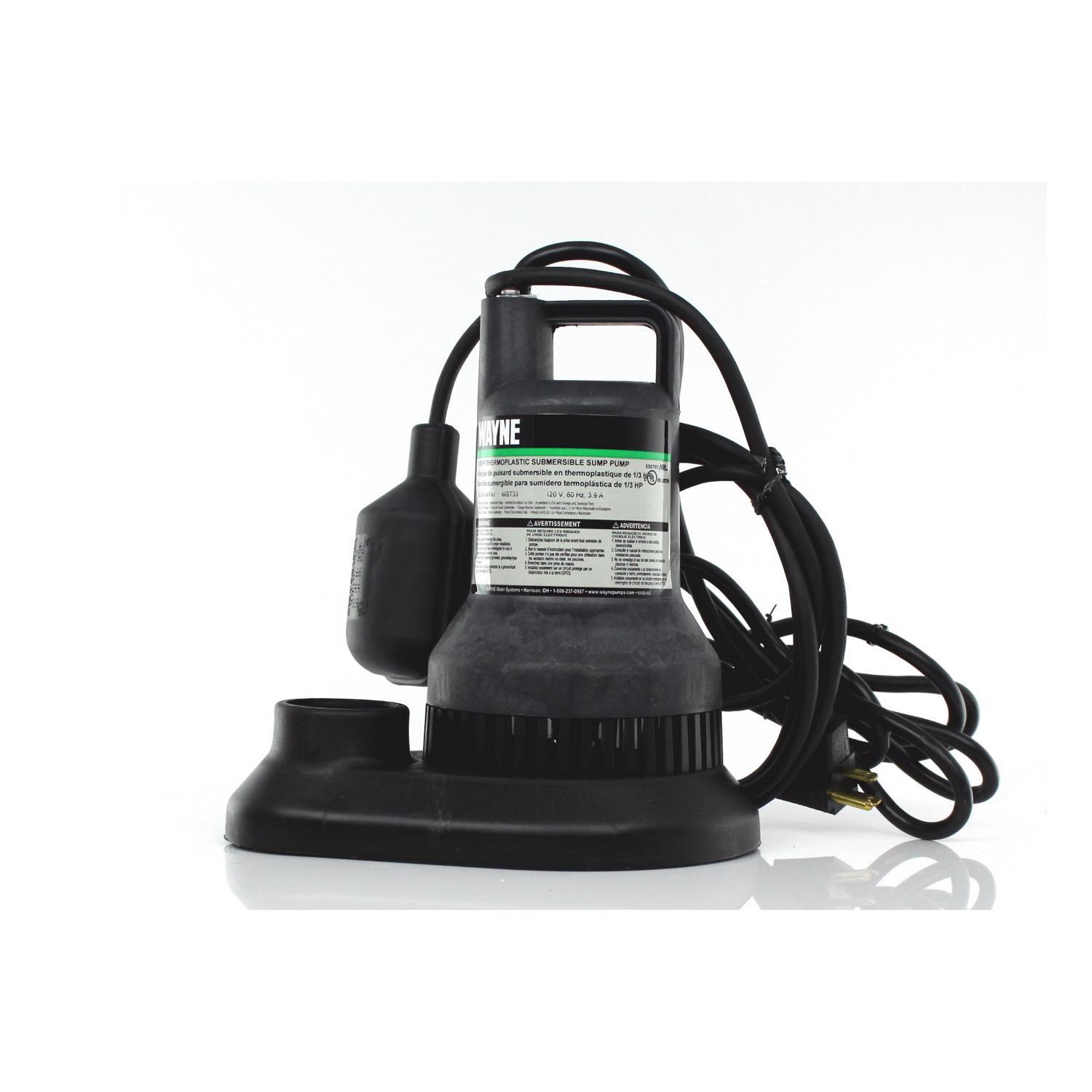 Wayne 1/3 HP 3,000 gph Thermoplastic Tethered Float Switch AC Sump Pump 8 ft.