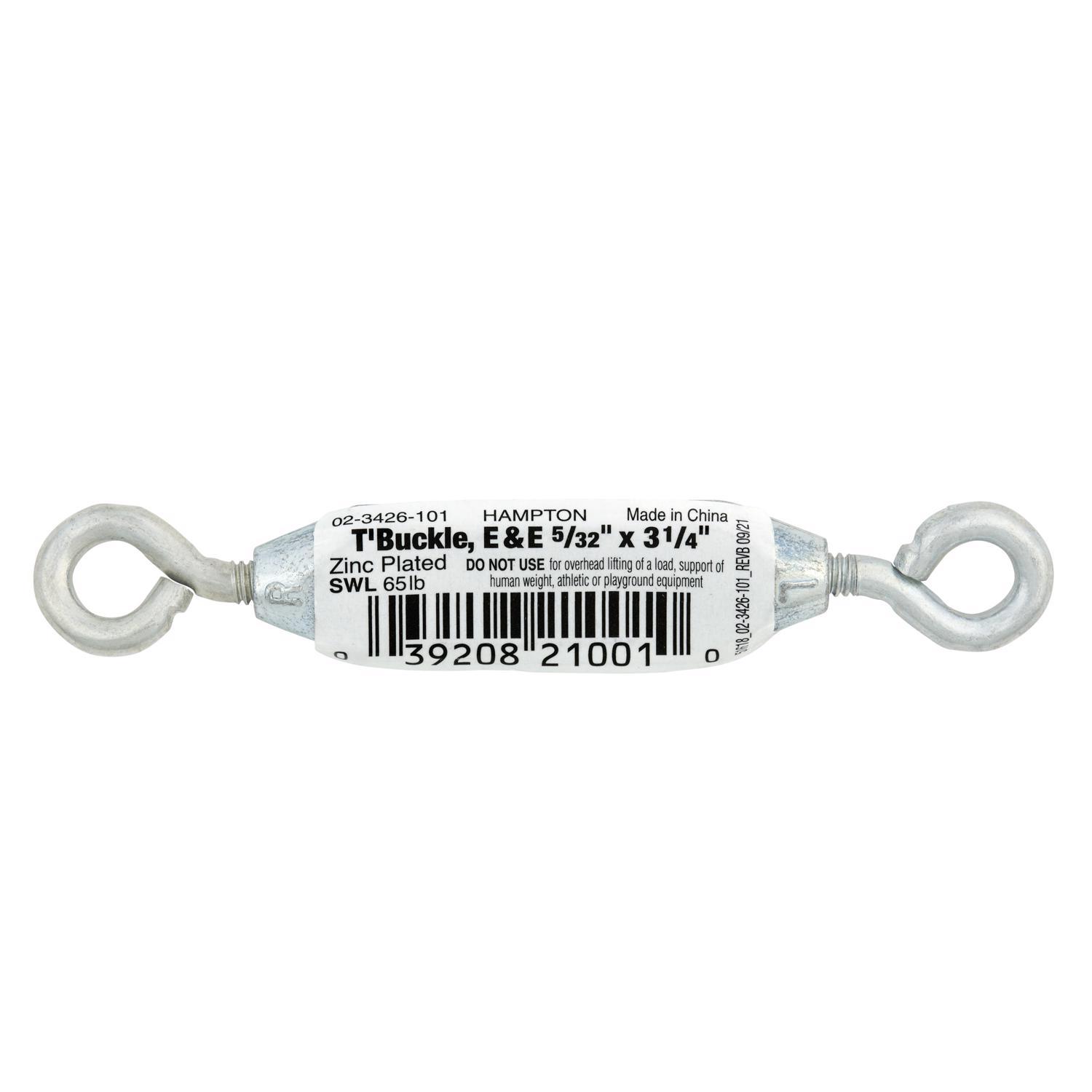 Hampton Zinc-Plated Aluminum/Steel 0.141 in. D Turnbuckle 65 lb 3-14 in. L