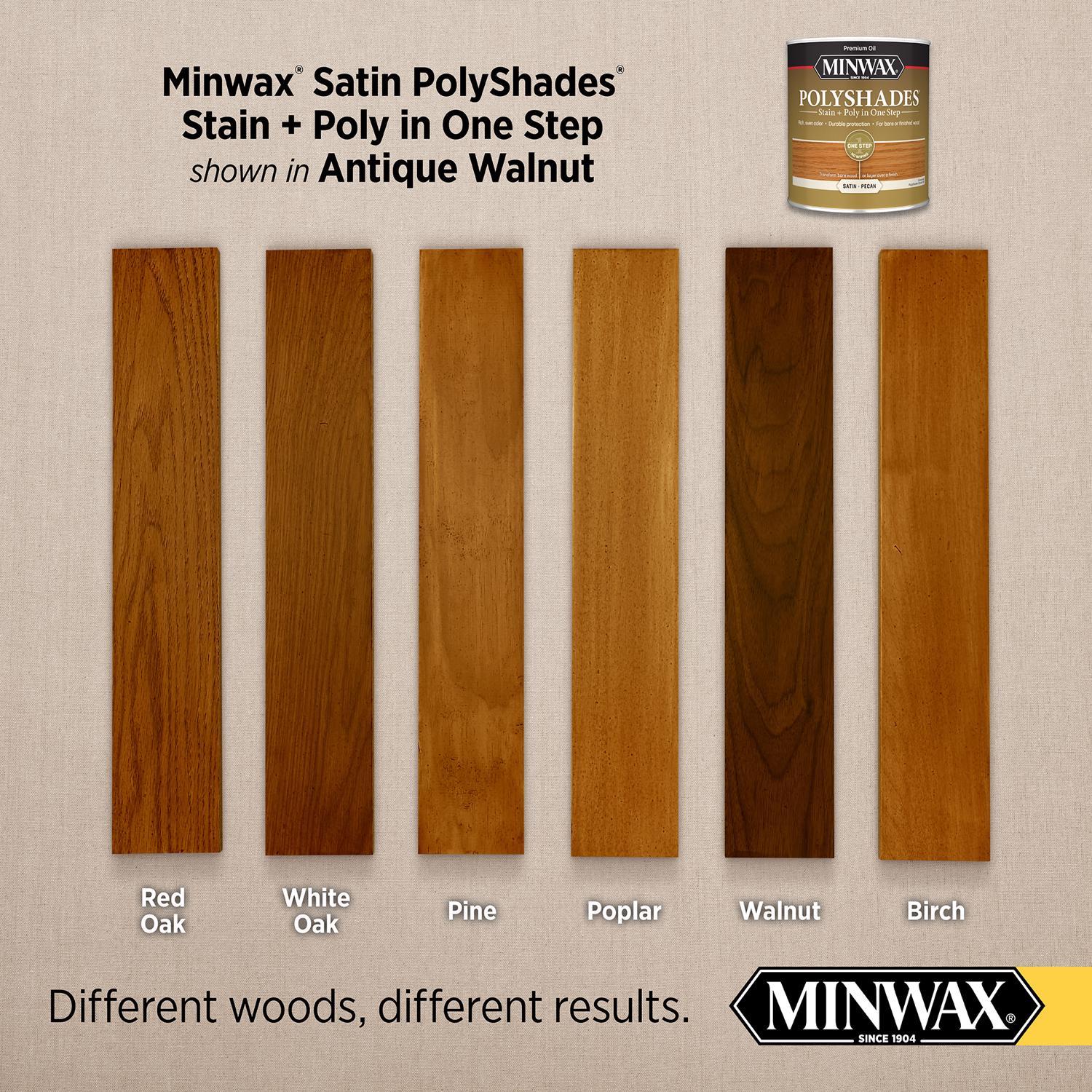 Minwax PolyShades Semi-Transparent Satin Antique Walnut Oil-Based Stain/Polyurethane Finish 1 qt