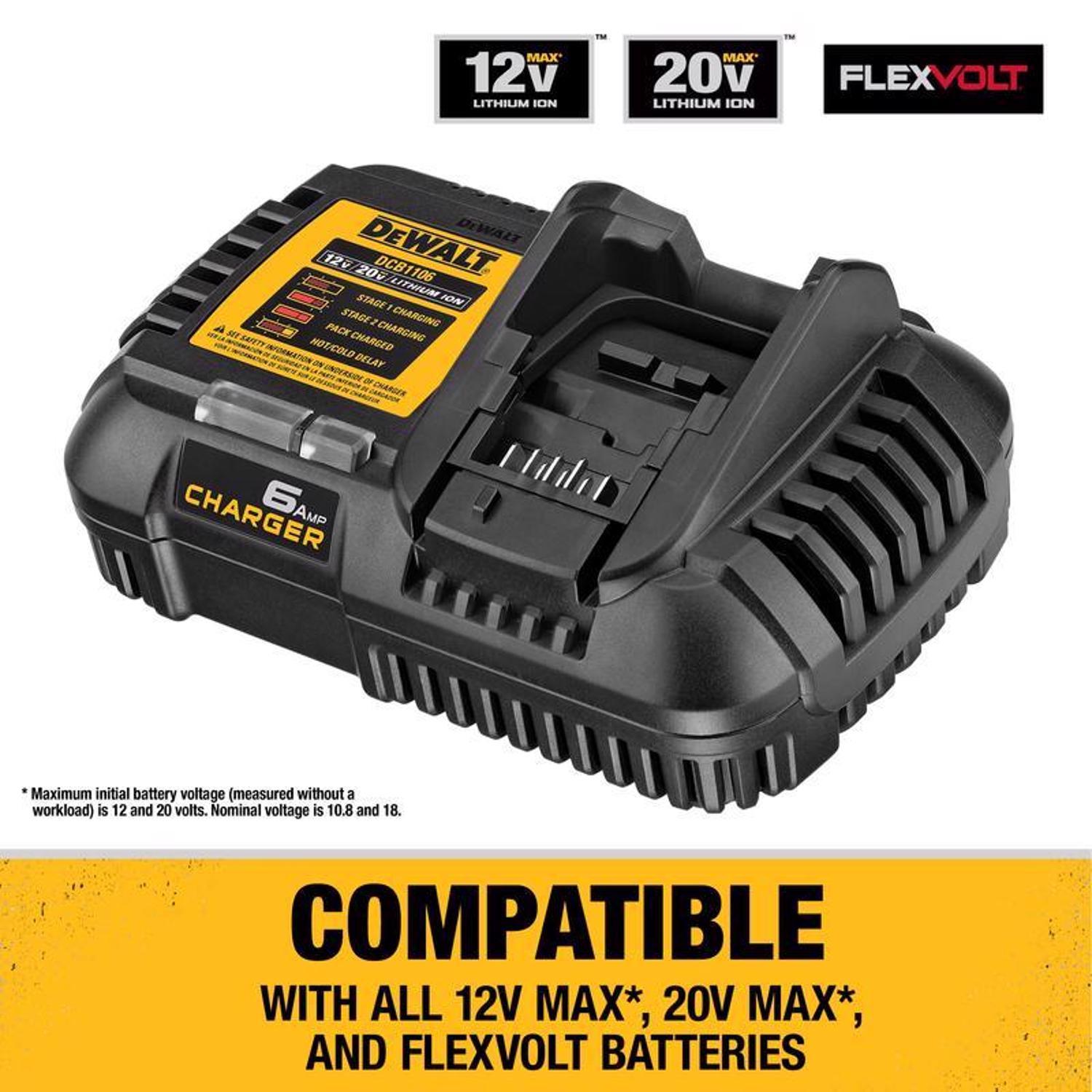 DeWalt 20V MAX DCB1106 20 V Lithium-Ion 6 Amp Battery Charger 1 pc