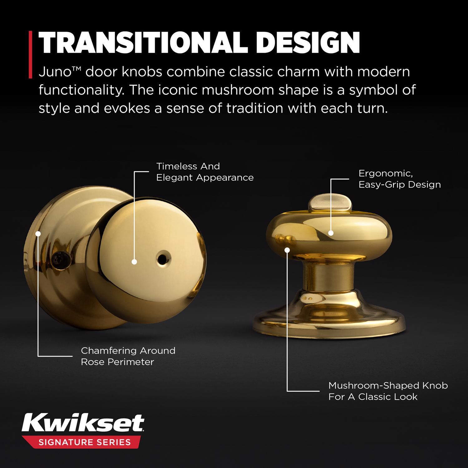 Kwikset Juno Polished Brass Privacy Lockset 1.75 in.