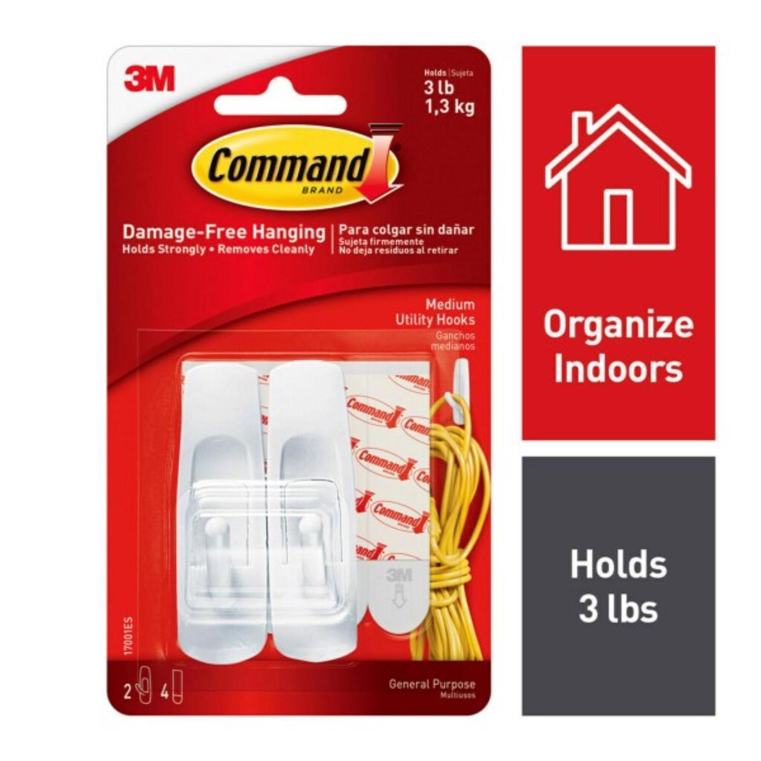 3M Command Medium Plastic Hook 3.875 in. L 2 pk