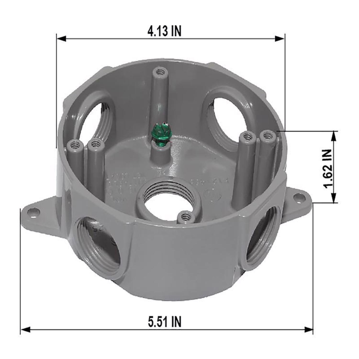 Sigma Engineered Solutions New Work 16 cu in Round Die-Cast Metal Weatherproof Box Gray
