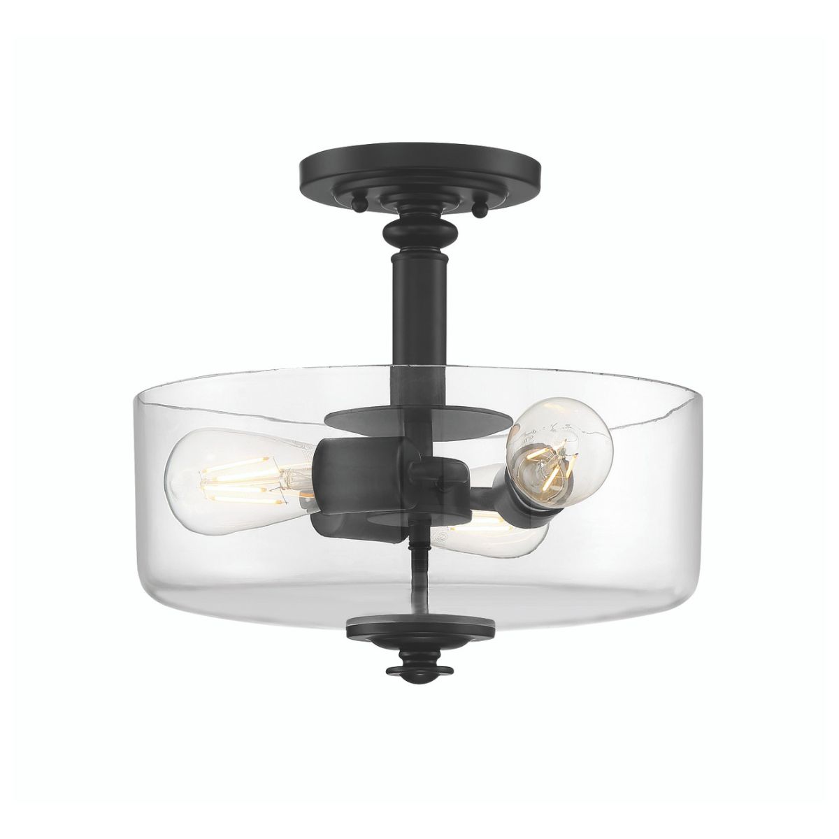 Craftmade Dardryn 3 Light Convertible Semi Flush in Flat Black (Clear Glass)