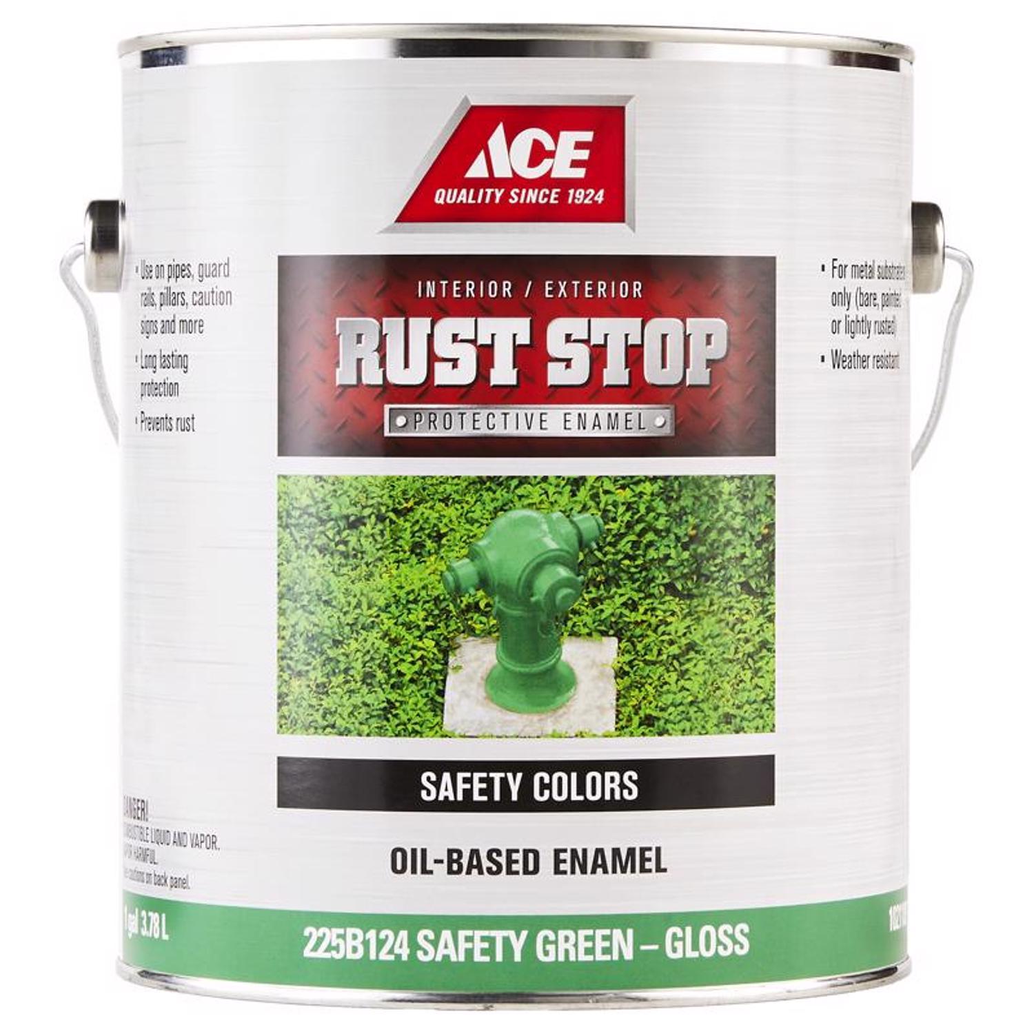 Ace Rust Stop Indoor and Outdoor Gloss Safety Green Oil-Based Enamel Rust Prevention Paint 1 gal