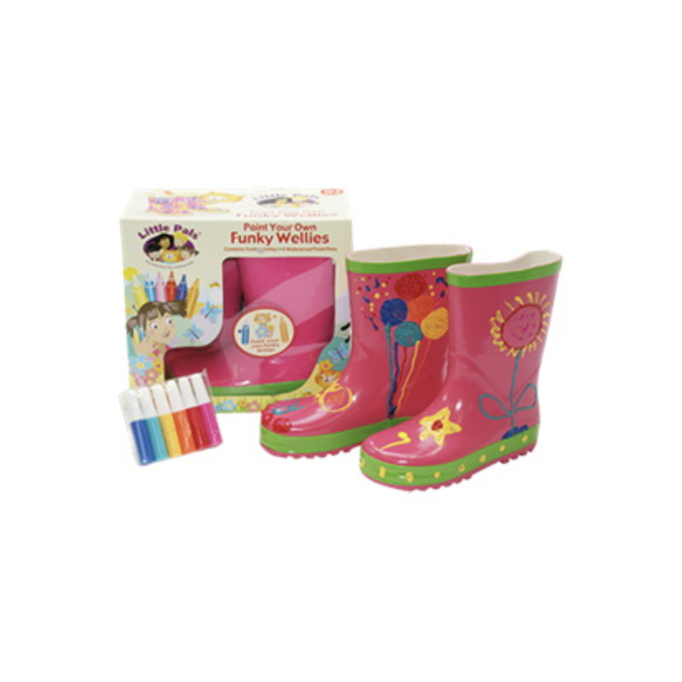 Little Pals Wellies Kit, Green/Pink, 4-Piece