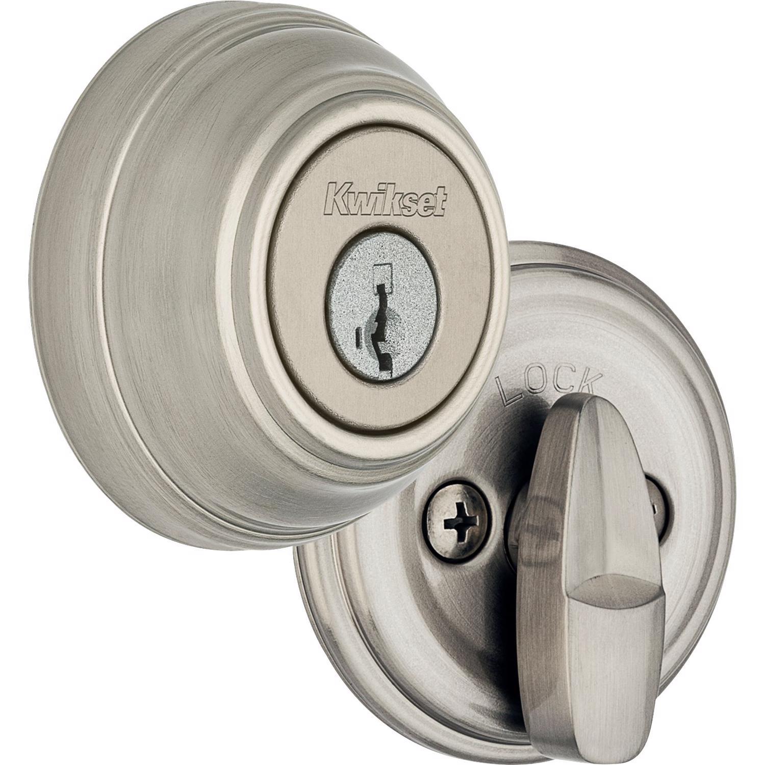 Kwikset SmartKey Satin Nickel Metal Deadbolt