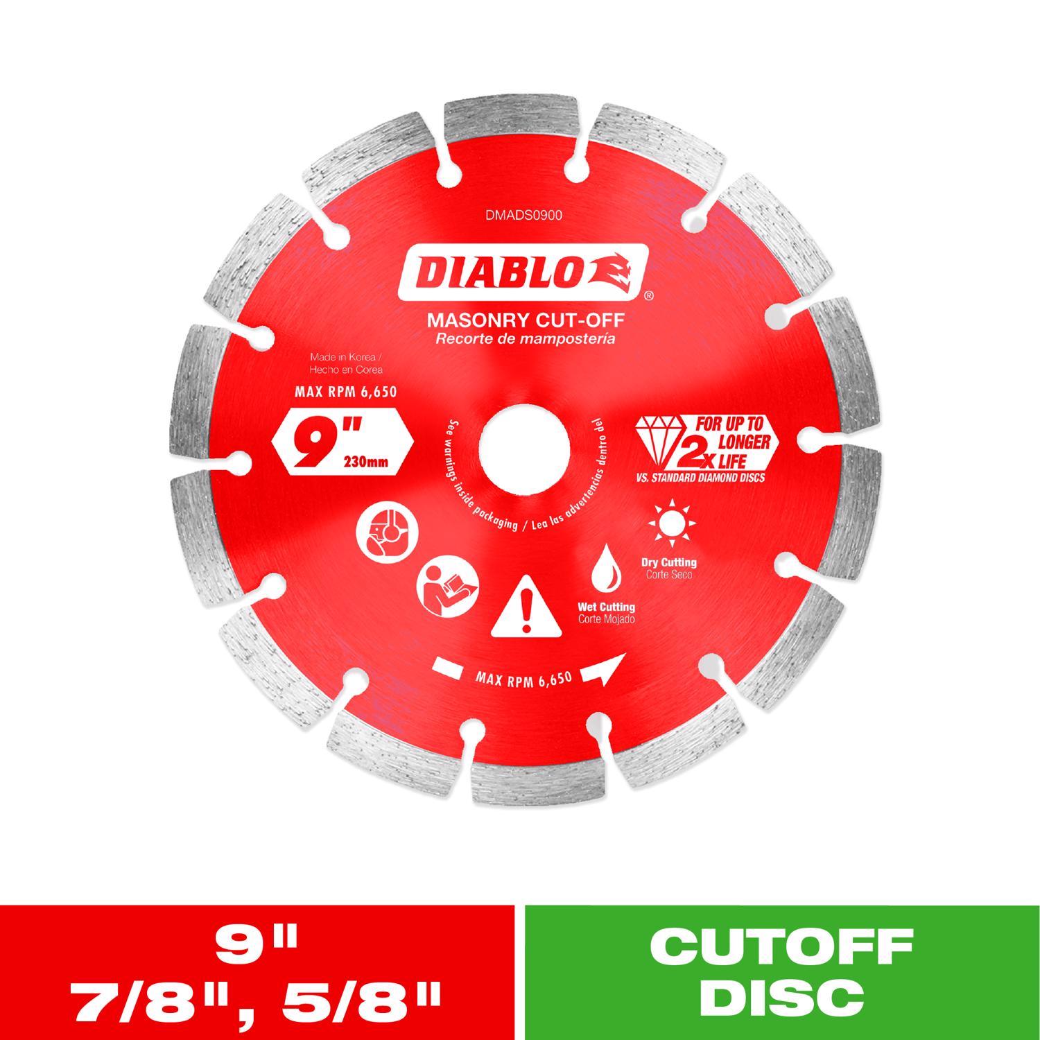 Diablo 9 in. D X 7/8 in. X.094 in. thick Diamond Segmented Masonry Cut-Off Disc