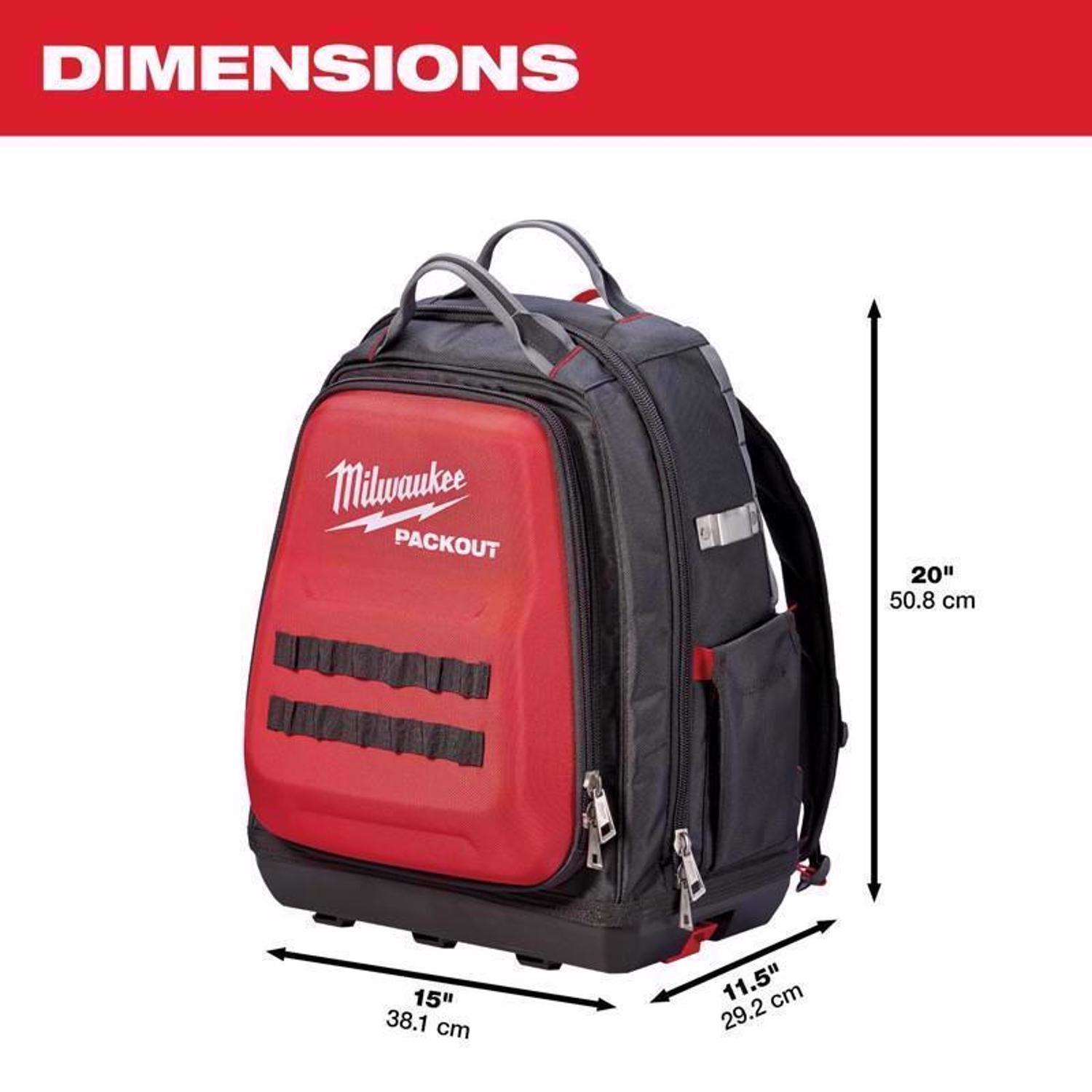 Milwaukee Packout Ballistic Nylon Ultimate Jobsite Backpack Tool Bag 48 pocket Black/Red 1 pc