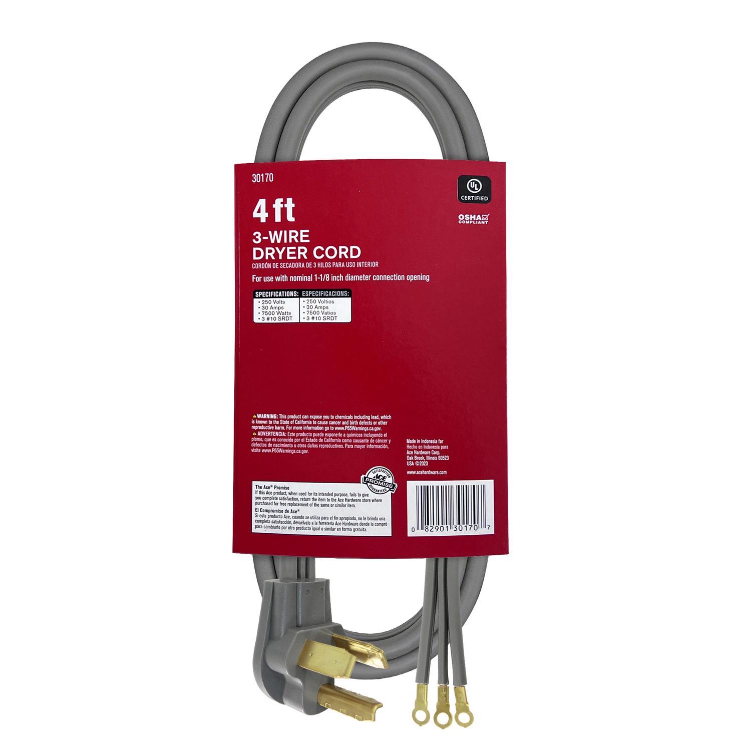 Ace 10/3 SRDT 125/250 V 4 ft. L Dryer Cord 3 Wire