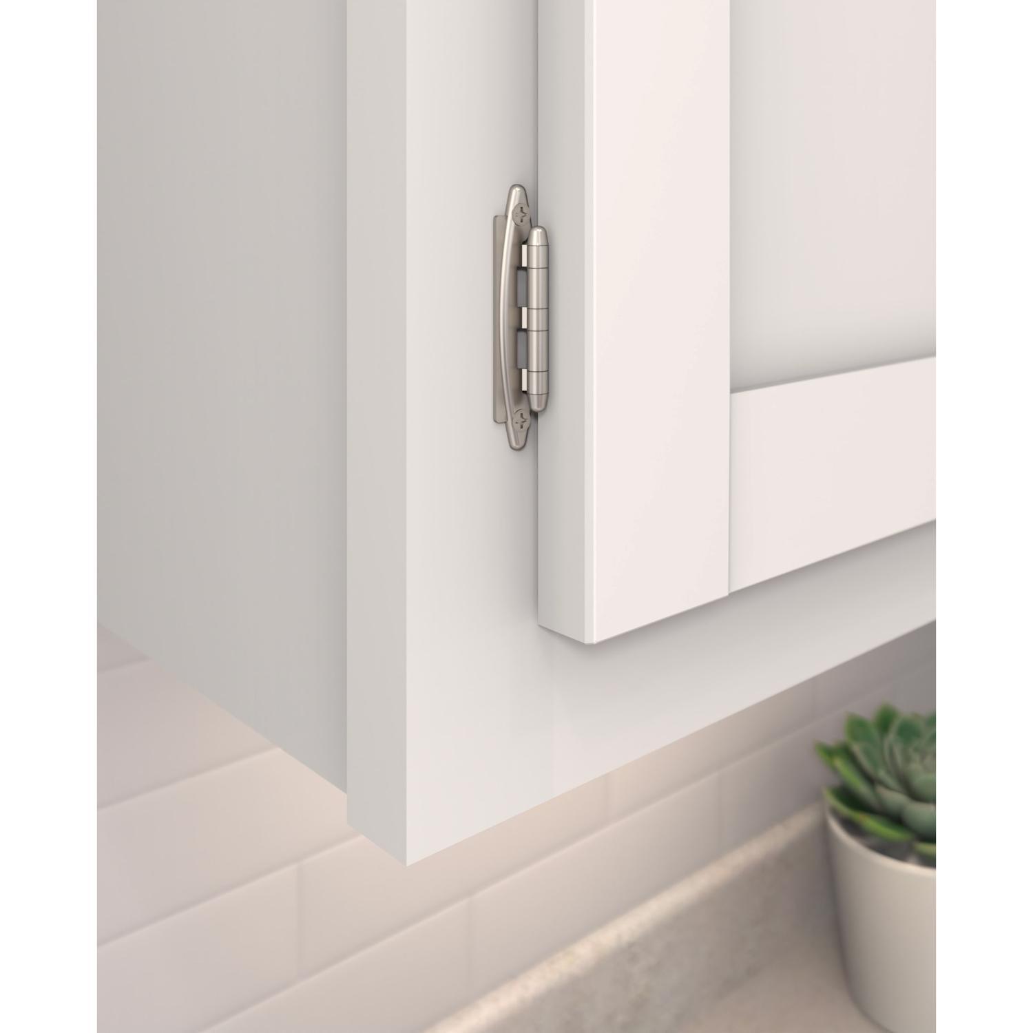 Amerock 2 in. W X 2-3/4 in. L Satin Nickel Steel Decorative Hinge 2 pk