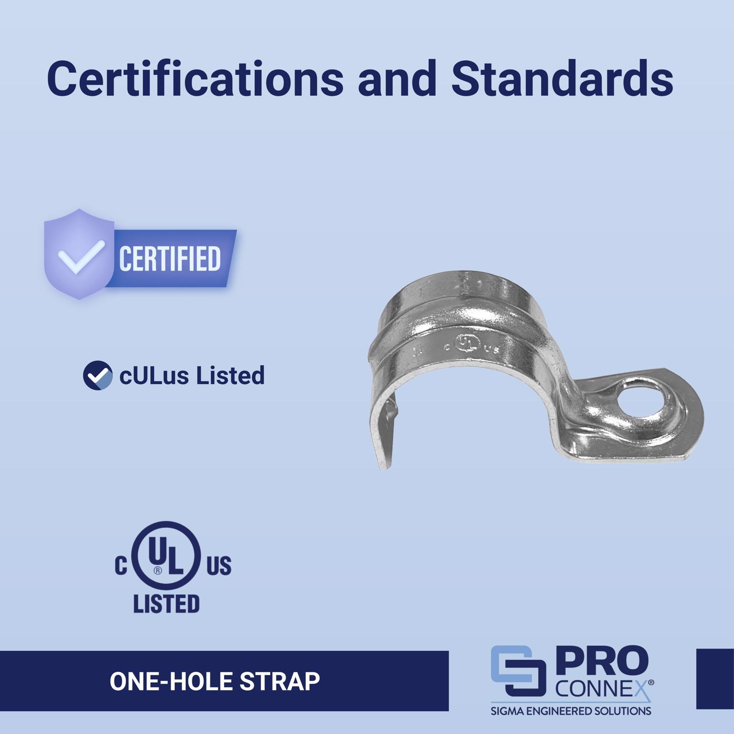 Sigma Engineered Solutions ProConnex 3/4 in. D Zinc-Plated Steel 1 Hole Strap 3 pk