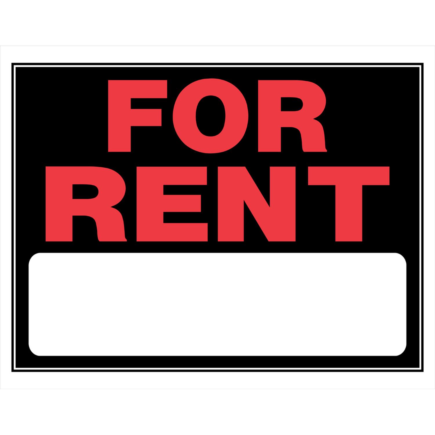 HILLMAN English Black For Rent Sign 15 in. H X 19 in. W
