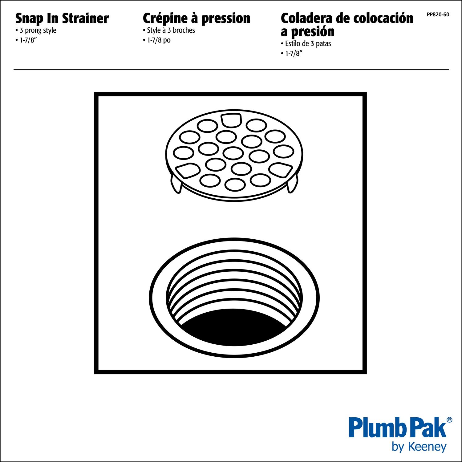 Ace 1-7/8 in. D Chrome Stainless Steel Sink Strainer