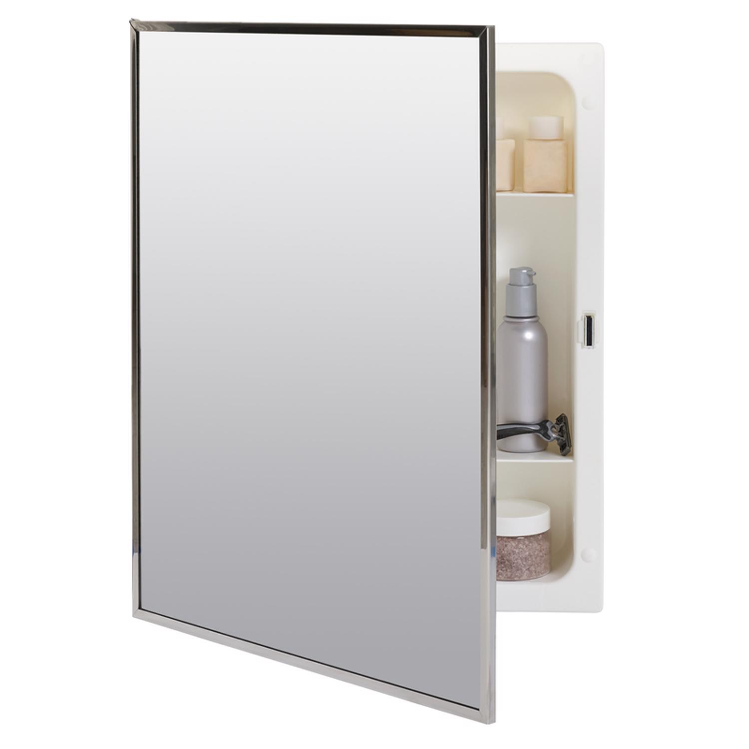 Zenna Home 20-1/8 in. H X 16-1/8 in. W X 3.25 in. D Rectangle Medicine Cabinet/Mirror