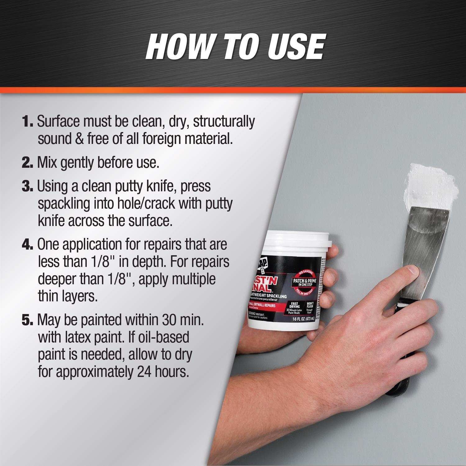 DAP Fast 'N Final Ready to Use White Lightweight Spackling Compound 8 oz