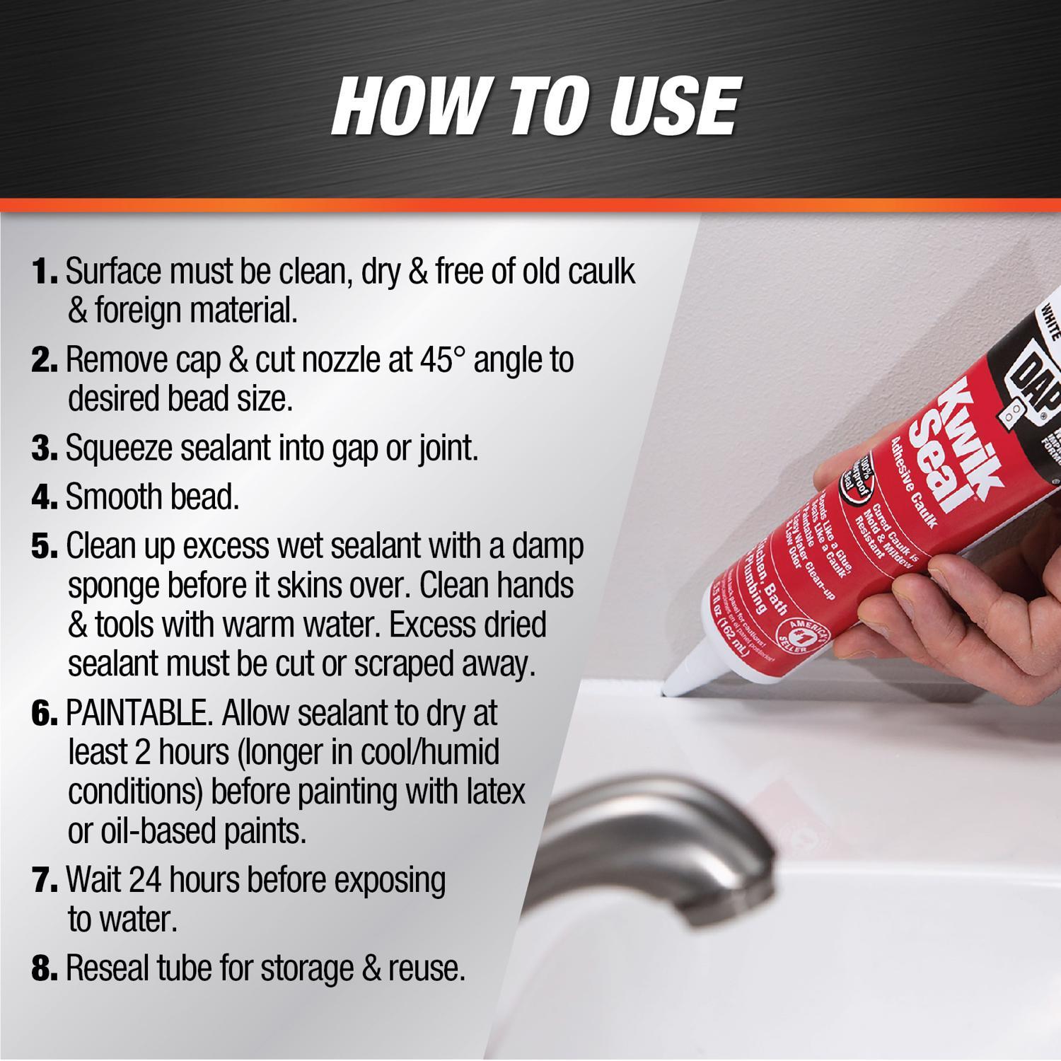DAP Kwik Seal Clear Acrylic Latex Kitchen and Bath Adhesive Caulk 5.5 oz