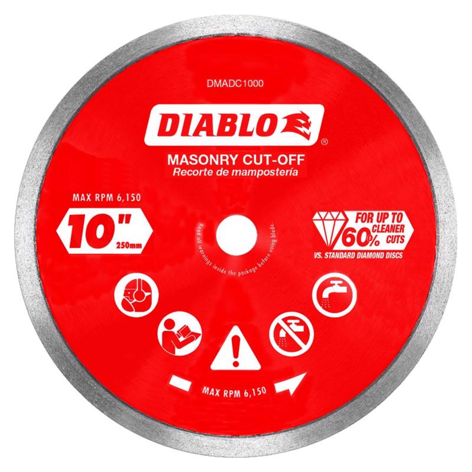 Diablo 10 in. D X 5/8 in. X.063 in. thick Diamond Continuous Rim Masonry Cut-Off Disc 1 pk