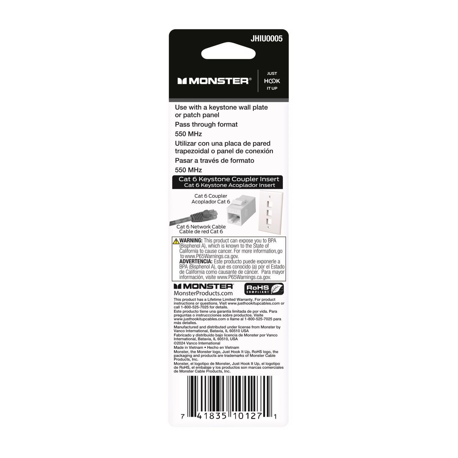 Monster Just Hook It Up 0 ft. L Category 6 Keystone In-Line Coupler