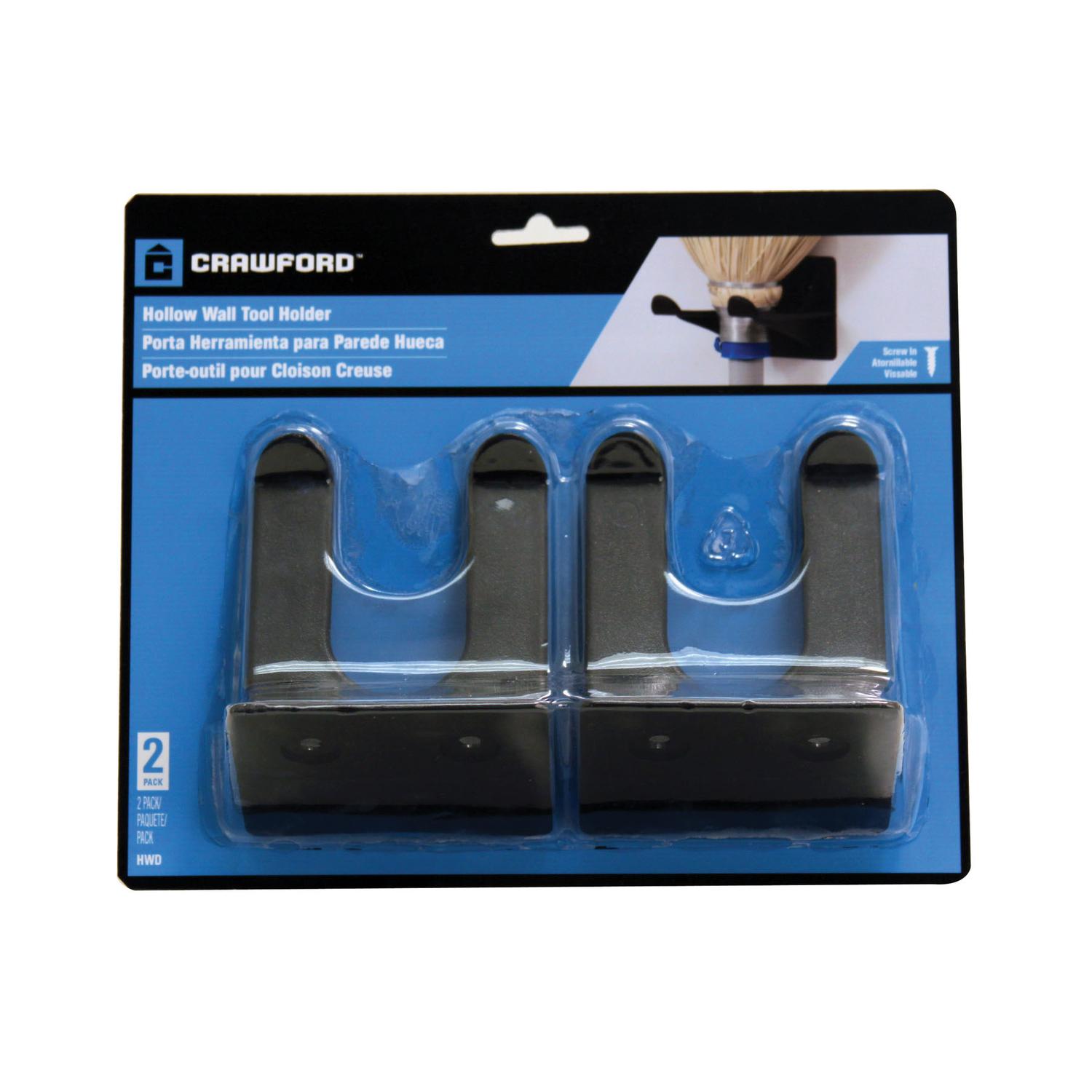 Crawford 3 in. L Black ABS Hollow Wall Tool Holder Hanger Holder 25 lb. cap. 2 pk