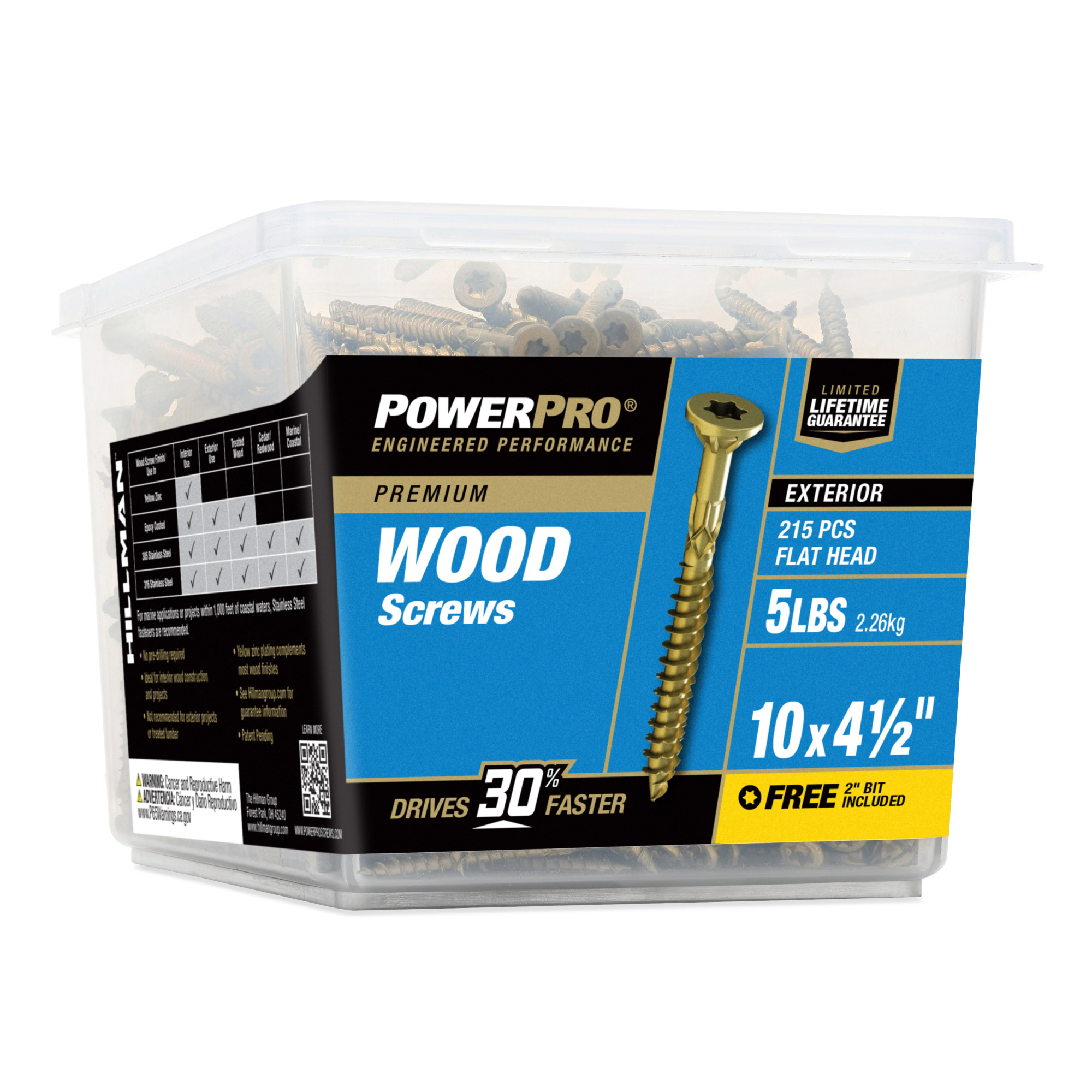 Power Pro Premium Exterior Wood Screws (#10 x 4-1/2 in.) - 215 pc