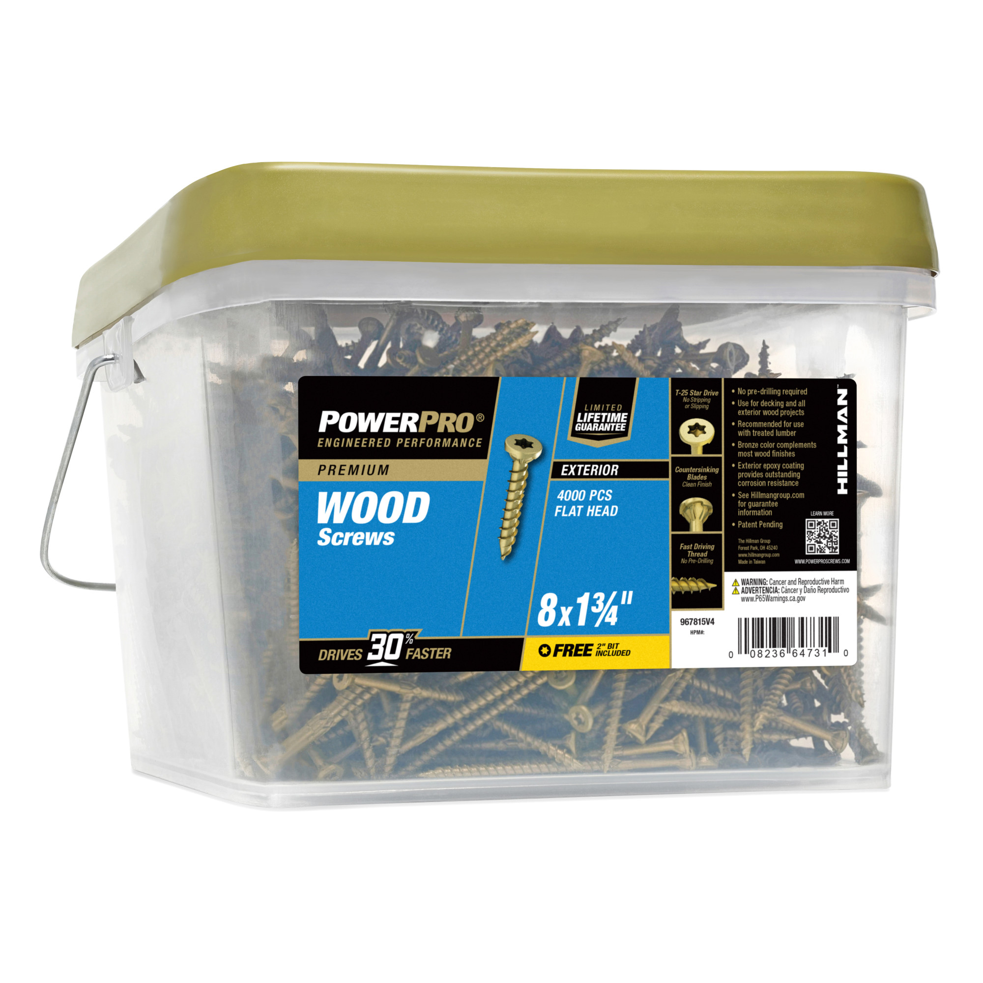 Power Pro Premium Exterior Wood Screws (#8 x 1-3/4 in.) - 4000 pc