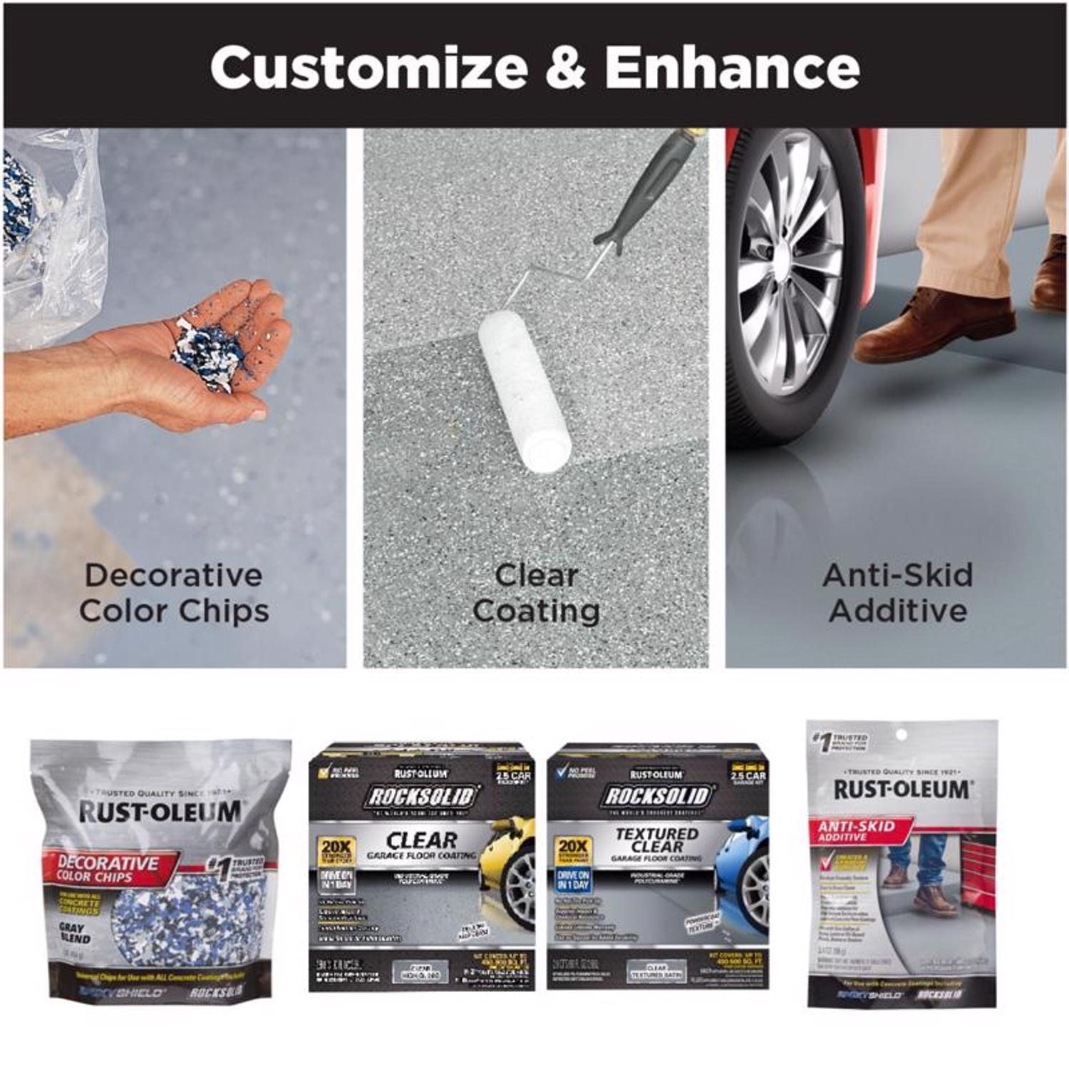 Rust-Oleum RockSolid High-Gloss Dark Gray Solvent-Based Polycuramine Garage Floor Coating Kit 90 oz