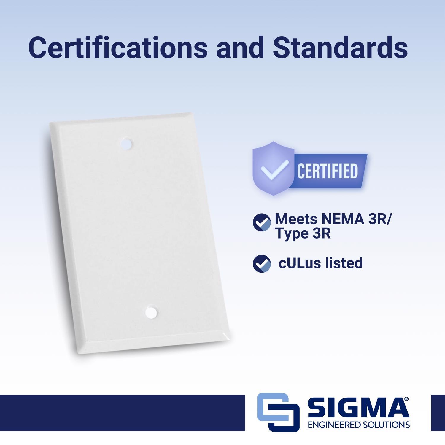 Sigma Engineered Solutions Rectangle Stamped Steel 1 gang 4.52 in. H X 2.77 in. W Flat Box Cover