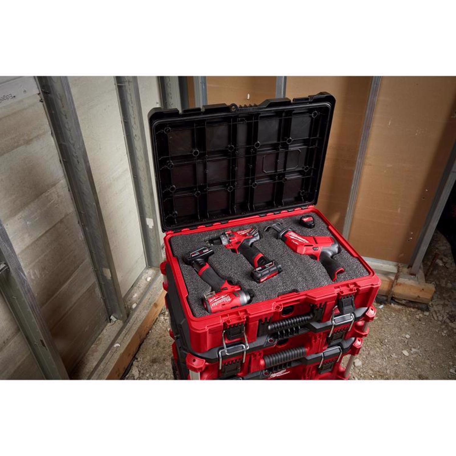 Milwaukee Packout 16 in. Portable Modular Tool Case with Foam Insert Black/Red