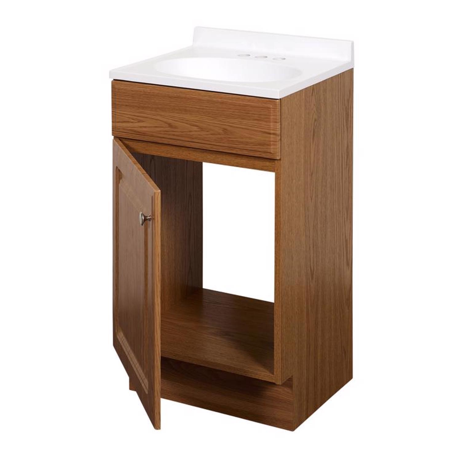 Zenna Home Single Oak Brown/White Bathroom Vanity 18 in. W X 16 in. D X 35 in. H
