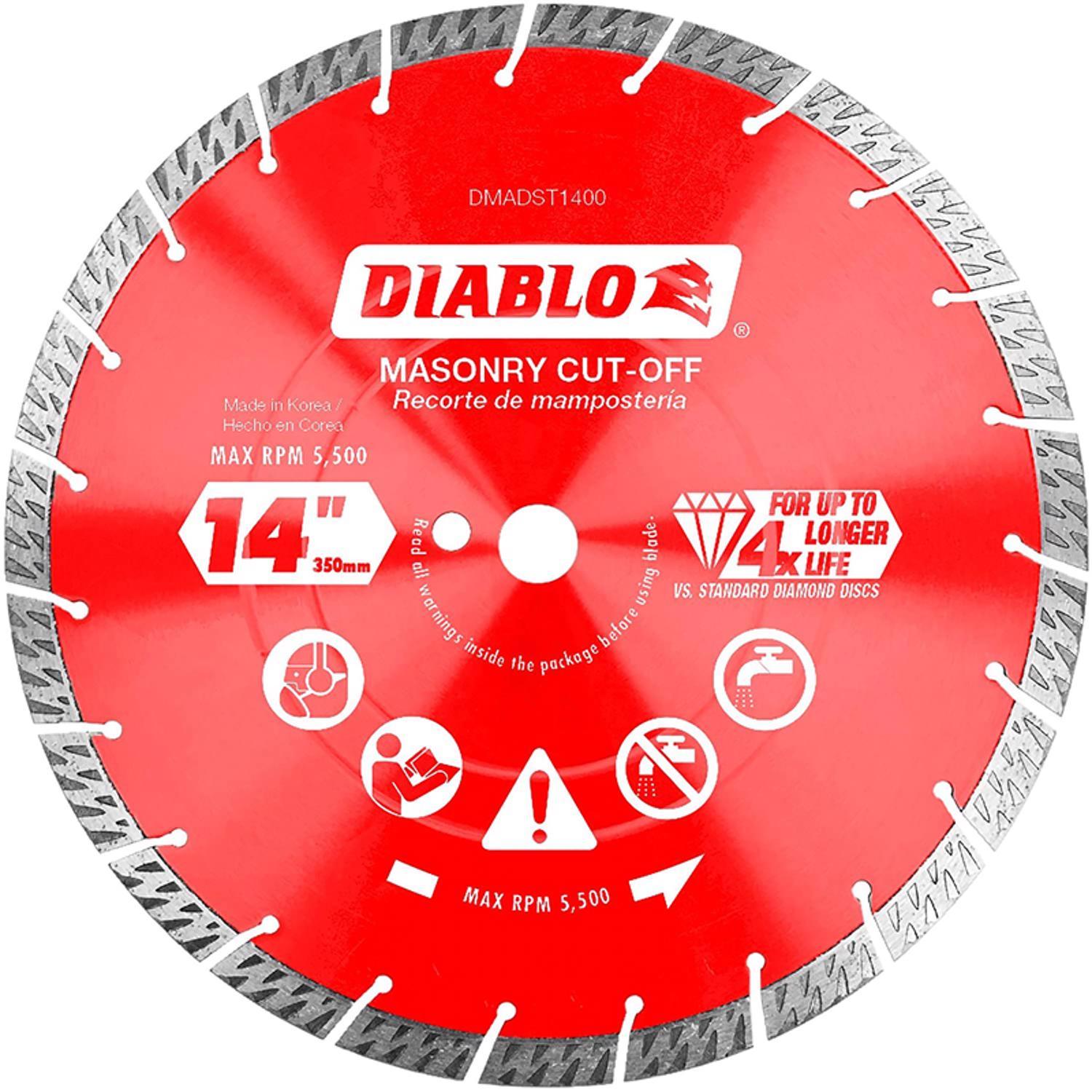 Diablo 14 in. D X 1 in. X.126 in. thick Diamond Turbo Rim Masonry Cut-Off Disc