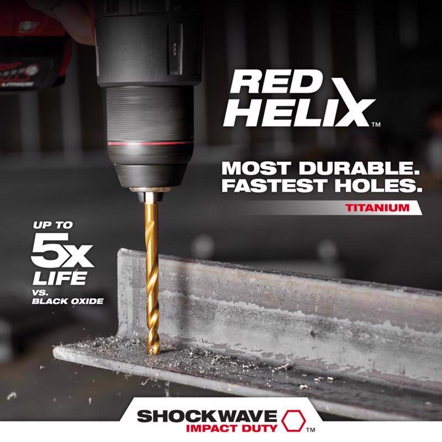 Milwaukee Shockwave 1/4 in. Titanium Red Helix Impact Drilling Set Hex Shank 4 pc