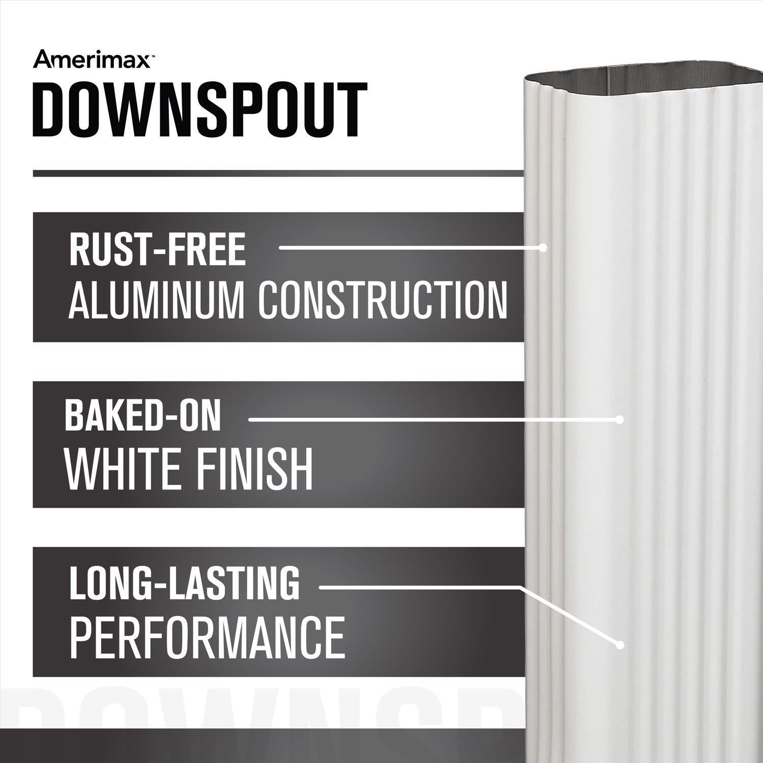 Amerimax 2 in. H X 3 in. W X 120 in. L White Aluminum Rectangular Downspout