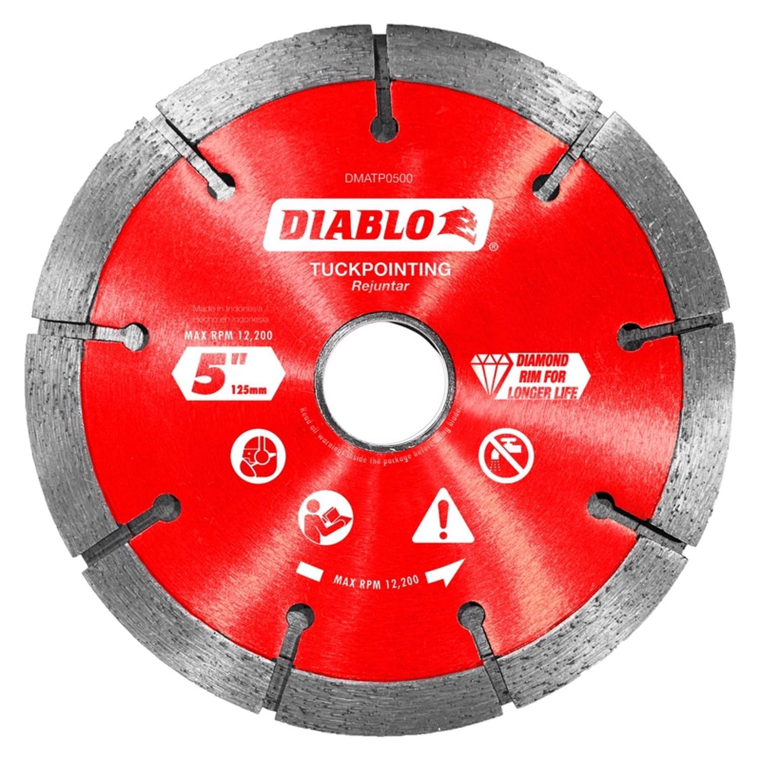 Diablo 5 in. D X 7/8 in. X.240 in. thick Diamond Tuck Point Masonry Cut-Off Wheel 1 pk