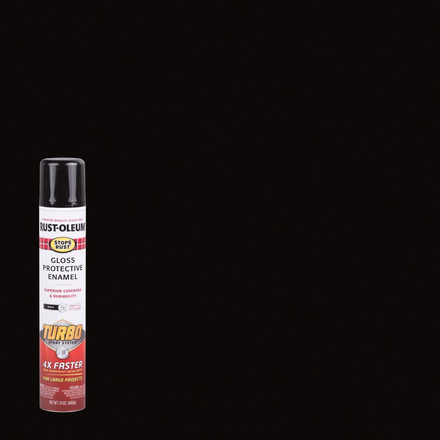 Rust-Oleum Stops Rust Turbo Spray System Gloss Black Protective Enamel Spray Paint 24 oz