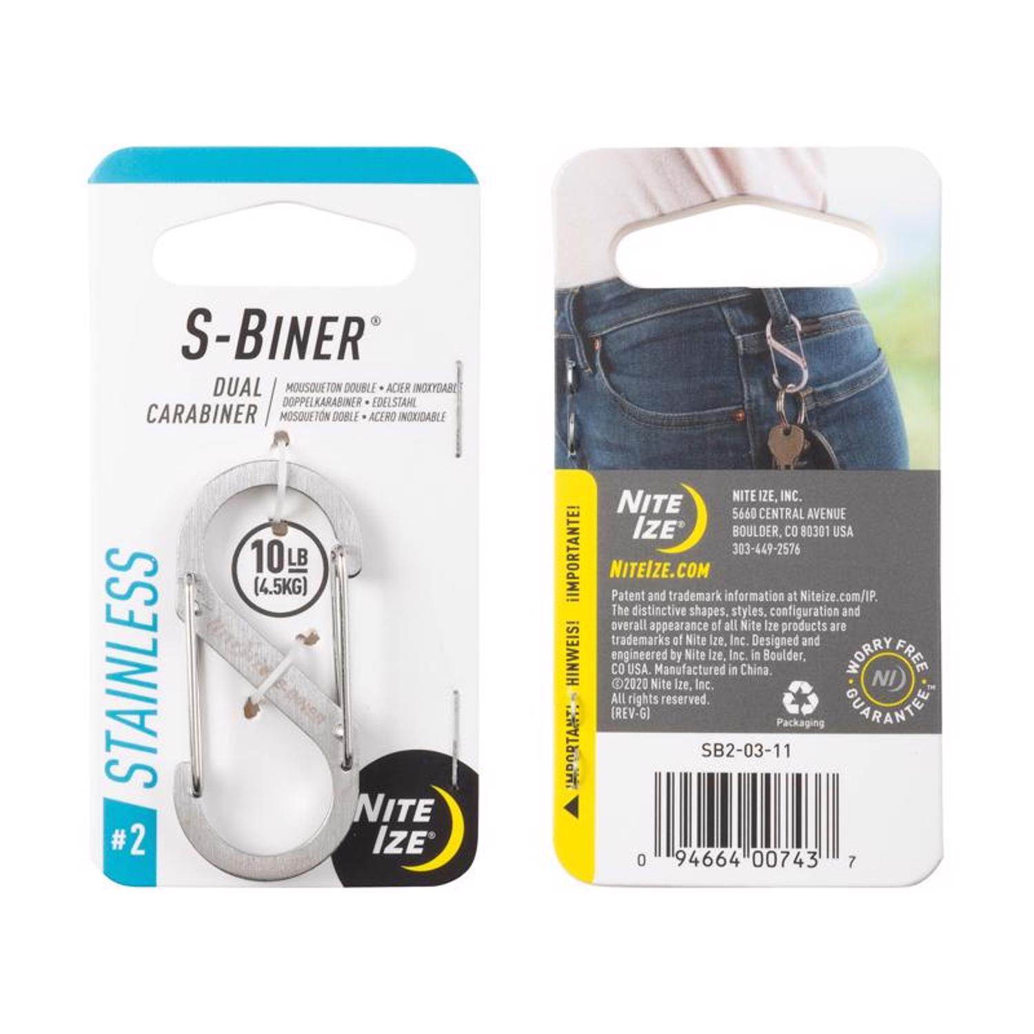 Nite Ize S-Biner Stainless Steel Silver Dual Carabiner S-Biner