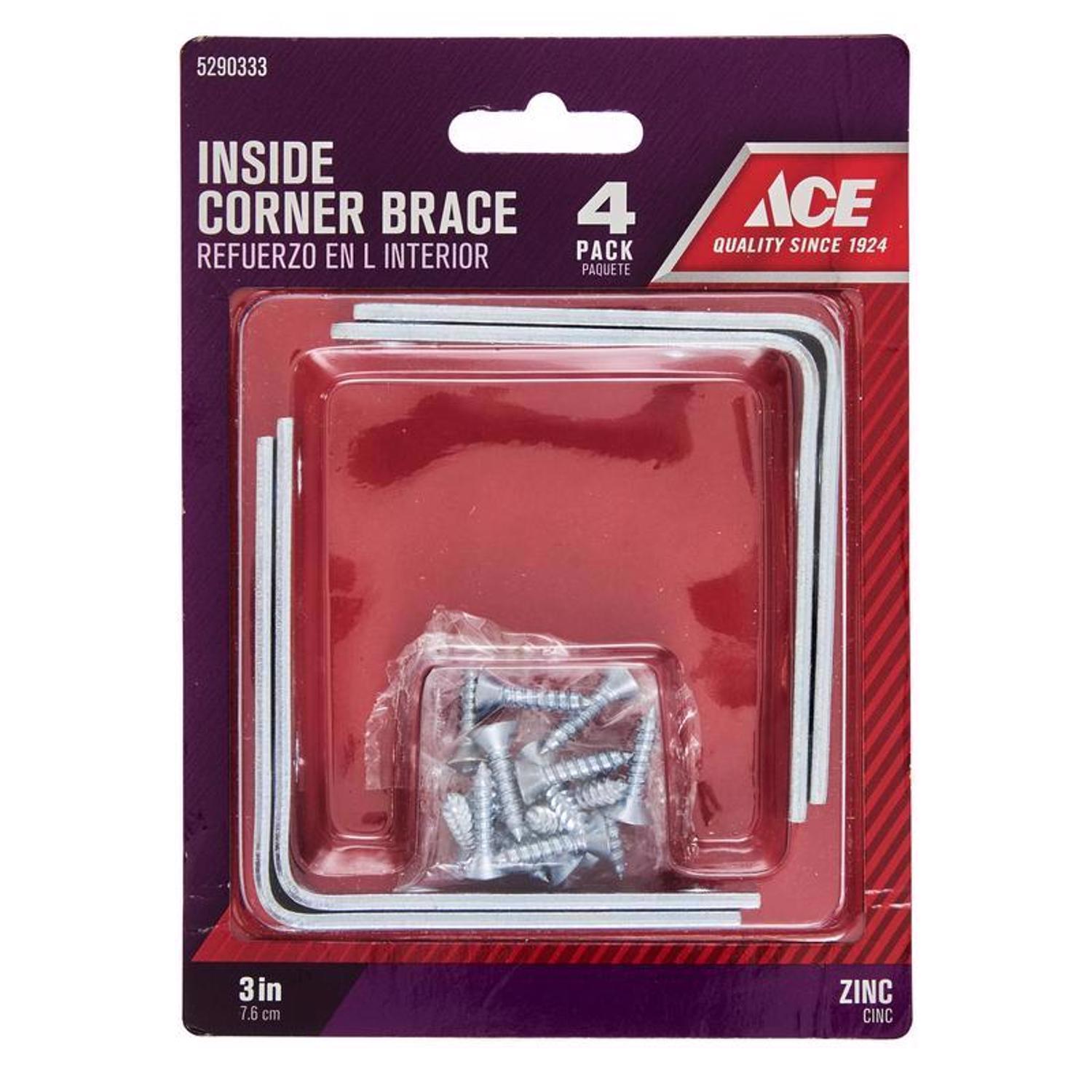 Ace 3 in. H X 4.75 in. W X 3 in. D Zinc Inside L Corner Brace