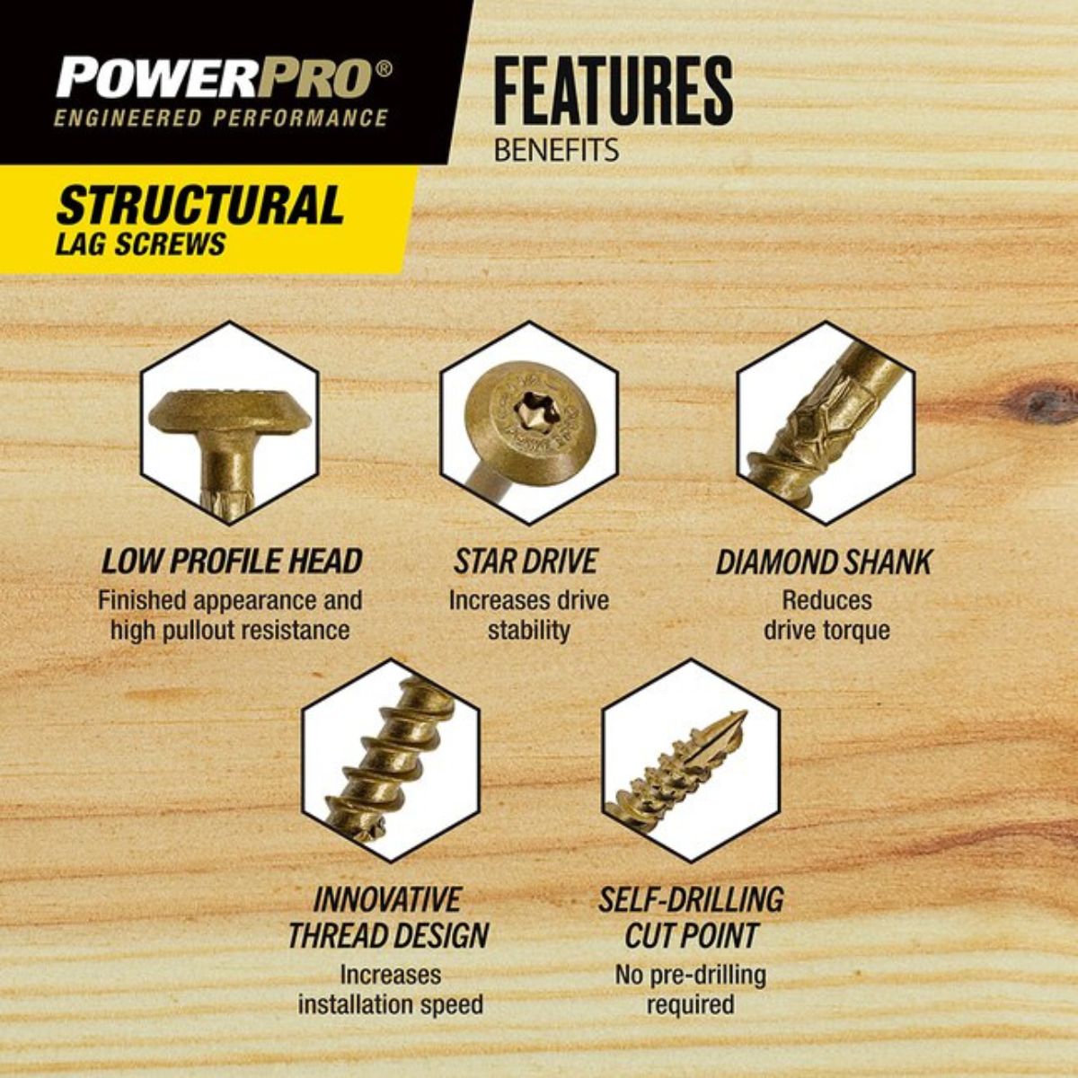 Power Pro 5/16-in x 4-in Epoxy Exterior Structural wood screws 250 Pieces