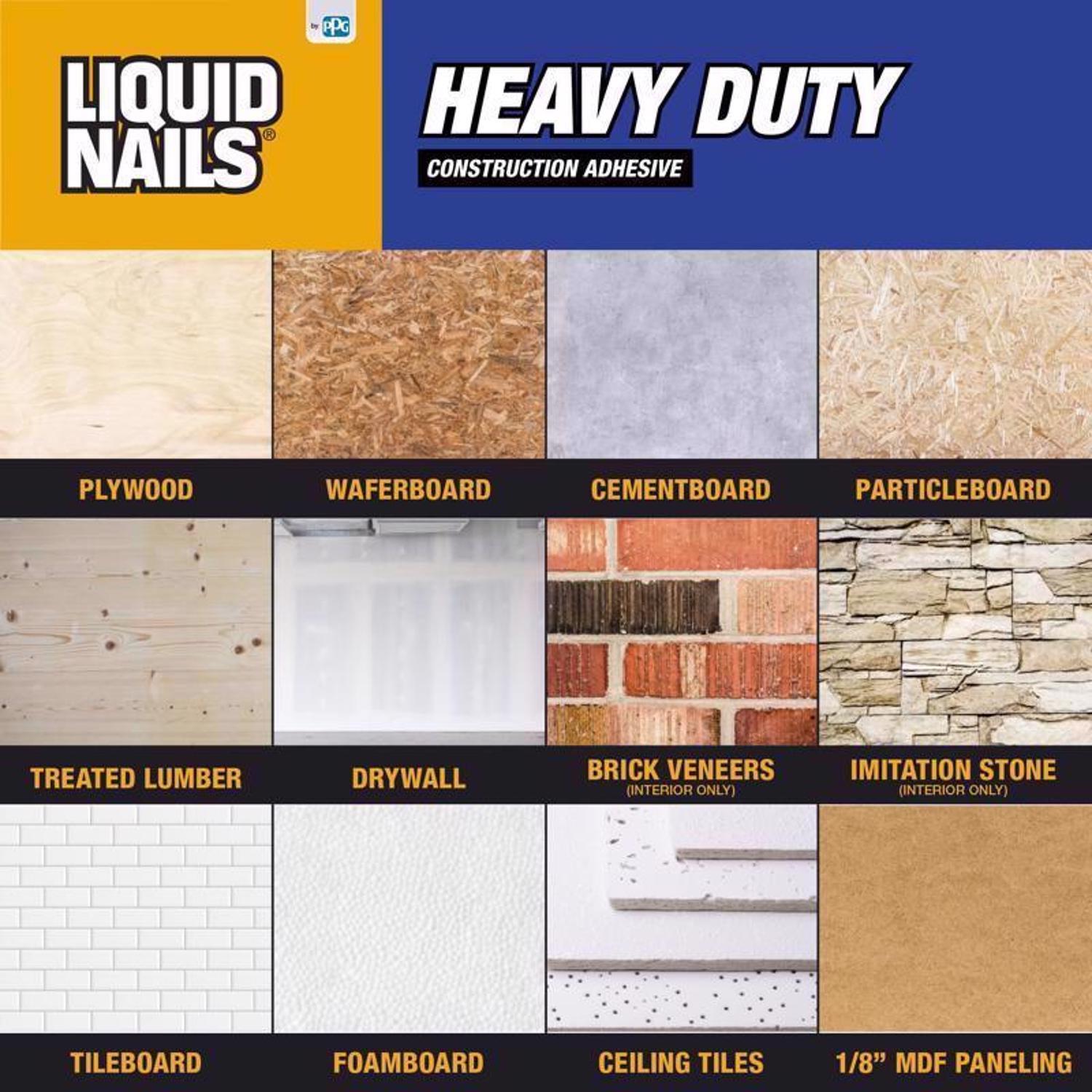 Liquid Nails Heavy Duty Acrylic Latex Construction Adhesive 10 oz