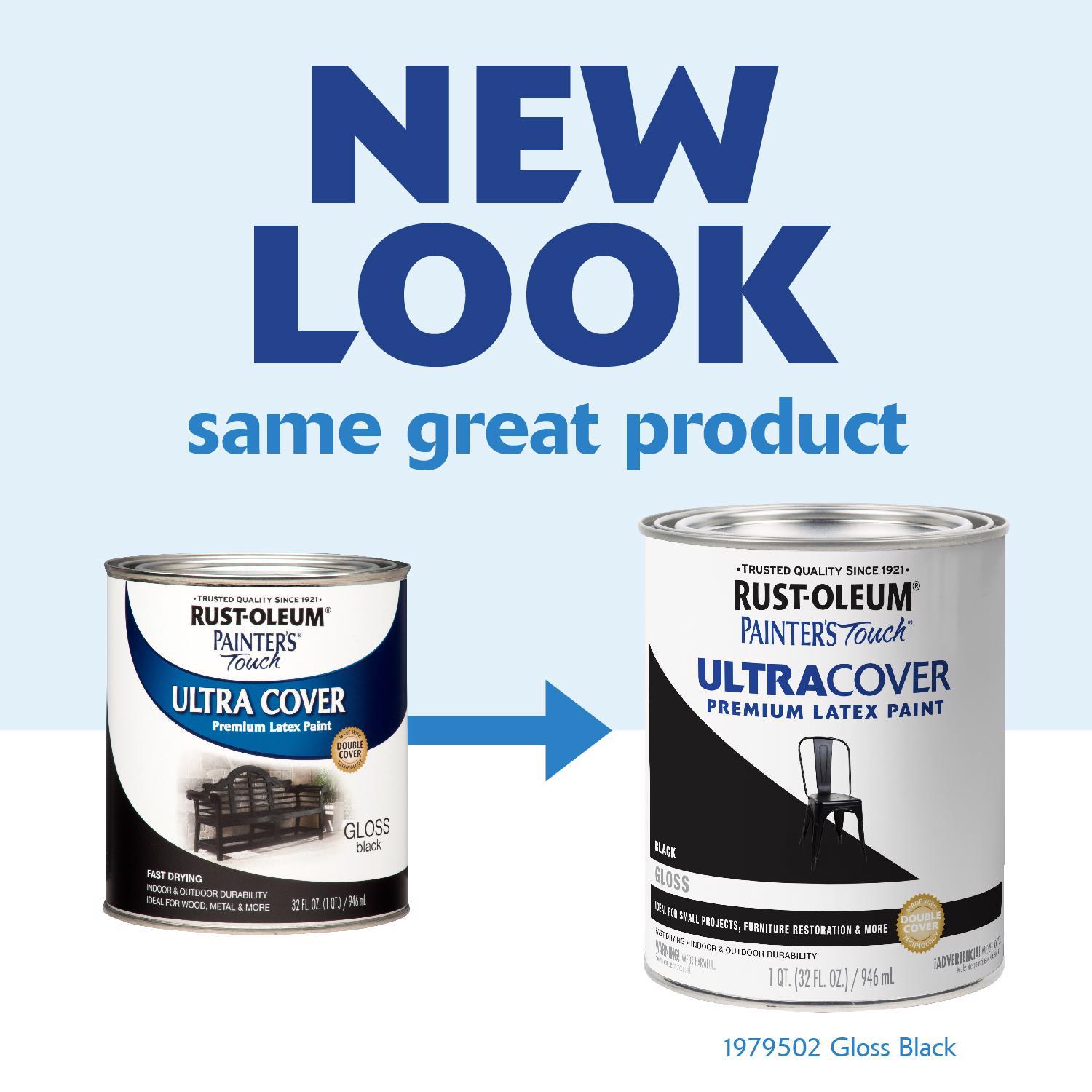 Rust-Oleum Painters Touch Ultra Cover Gloss Black Water-Based Paint Exterior and Interior 1 qt