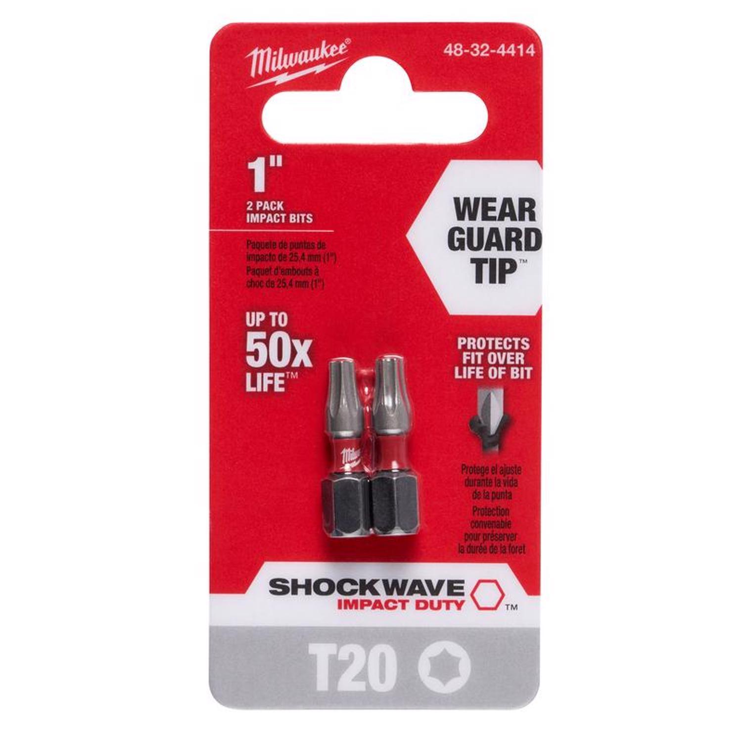 Milwaukee Shockwave Torx T20 X 1 in. L Insert Bit Steel 2 pk