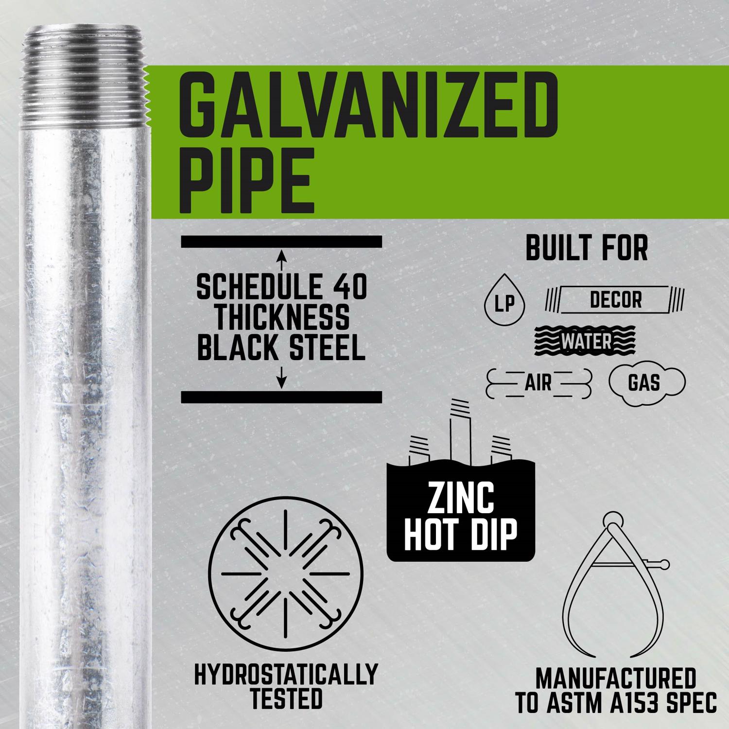 STZ Industries 1 in. MIP each X 1 in. D MIP Galvanized Steel Close Nipple