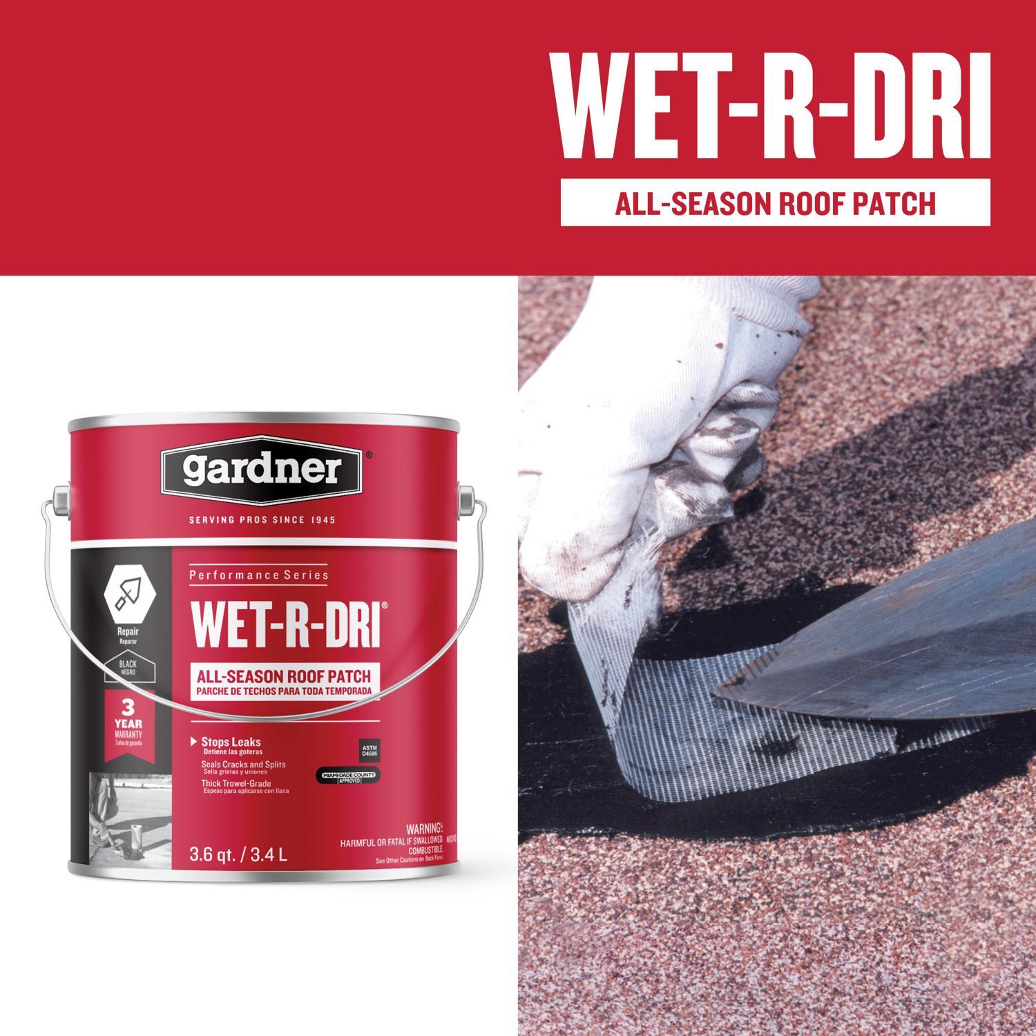 Gardner WET-R_DRI Gloss Black Patching Cement All-Weather Roof Cement 3.6 qt. cap.