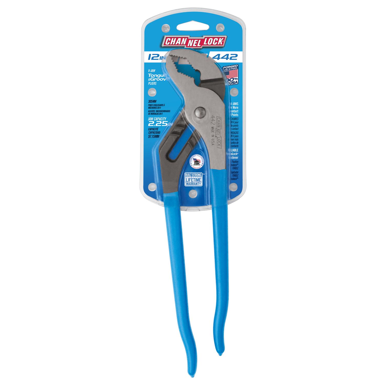 Channellock 12 in. Steel V-Jaw Tongue and Groove Pliers