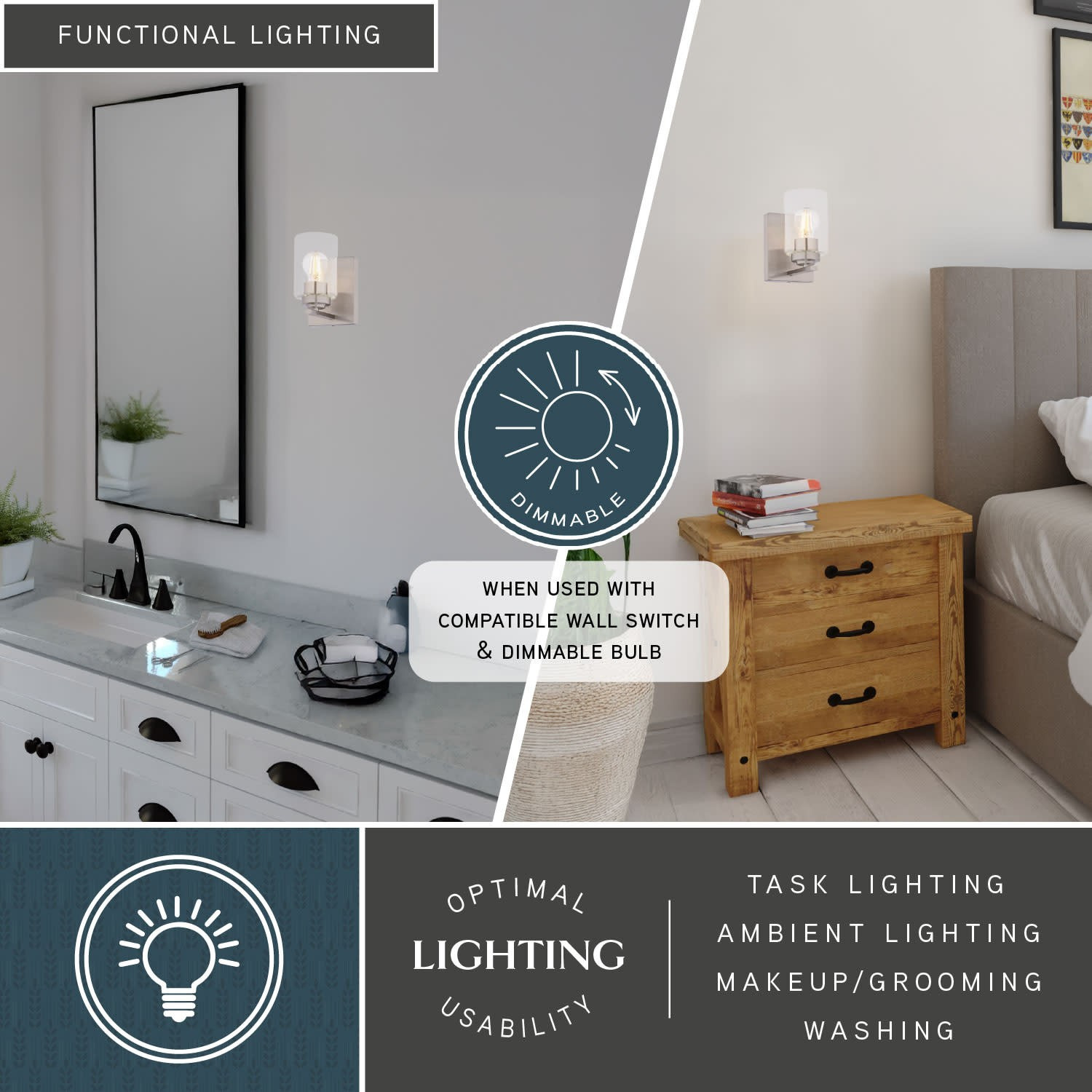 Vaxcel Lighting W0524 Park Ridge 8 in. Tall Bathroom Sconce - Nickel