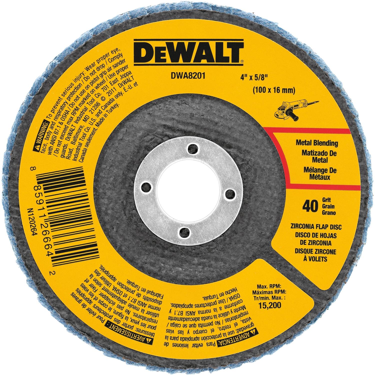 DEWALT 4 in. D X 5/8 in. Zirconia Type 29 Flap Disc 40 Grit 1 pc