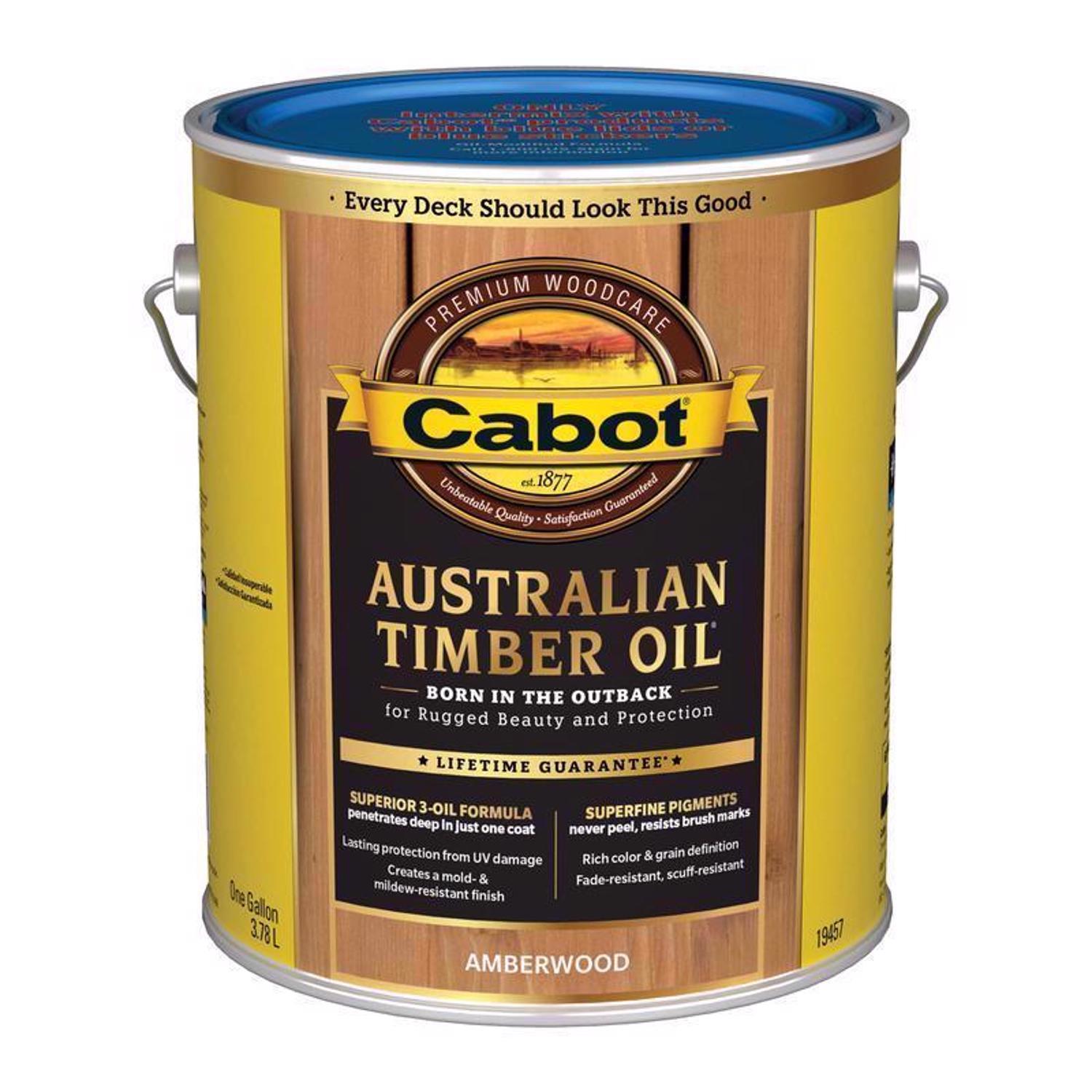 Cabot Australian Timber Oil Low VOC Transparent Amberwood Oil-Based Alkyd Australian Timber Oil 1 ga