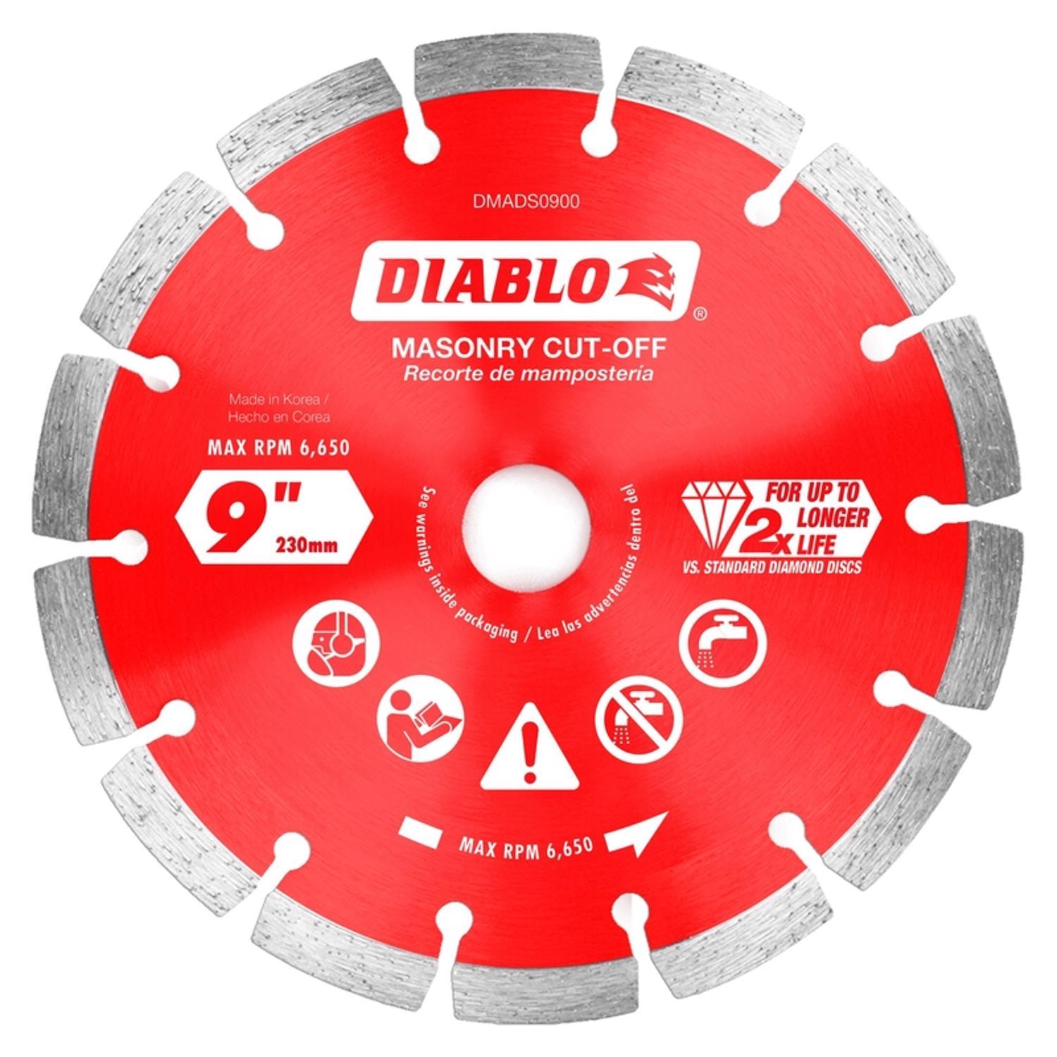 Diablo 9 in. D X 7/8 in. X.094 in. thick Diamond Segmented Masonry Cut-Off Disc