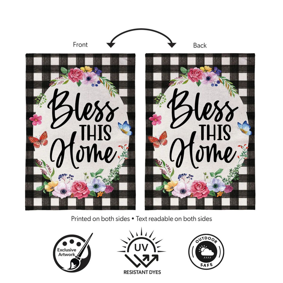 Evergreen Bless This Home Burlap House Flag