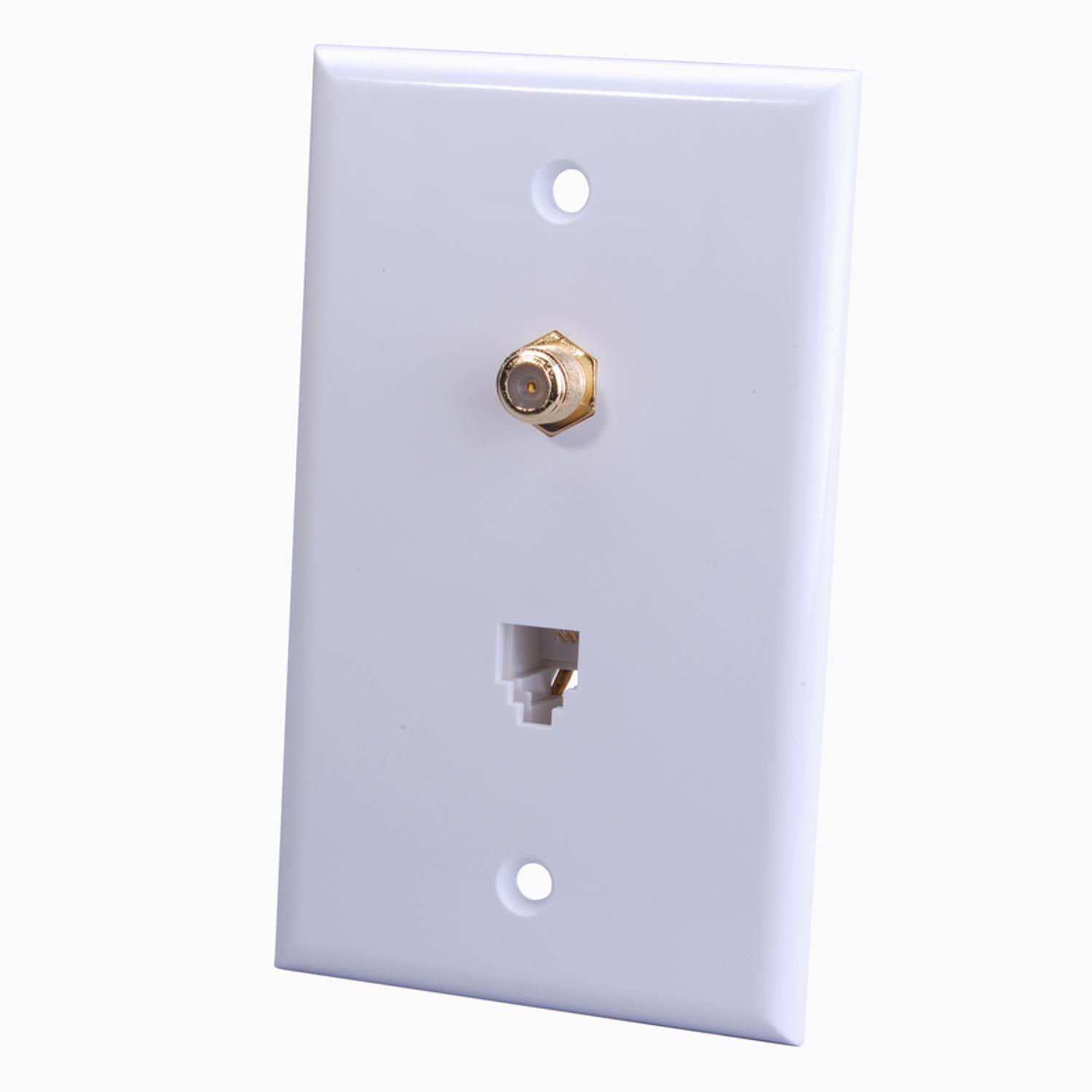 Monster Just Hook It Up White 1 gang Plastic Coax/Phone Wall Plate 1 pk